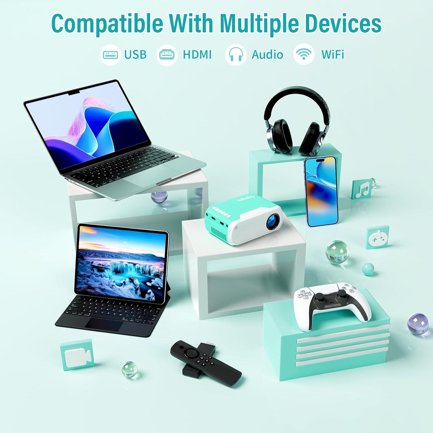 Mini Proyector Portátil Ksbaby VF270 WiFi 1080P Verde Menta