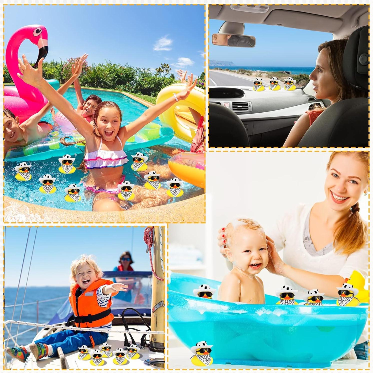 Set 36 Patitos de Goma Sosation Vaquero con Accesorios