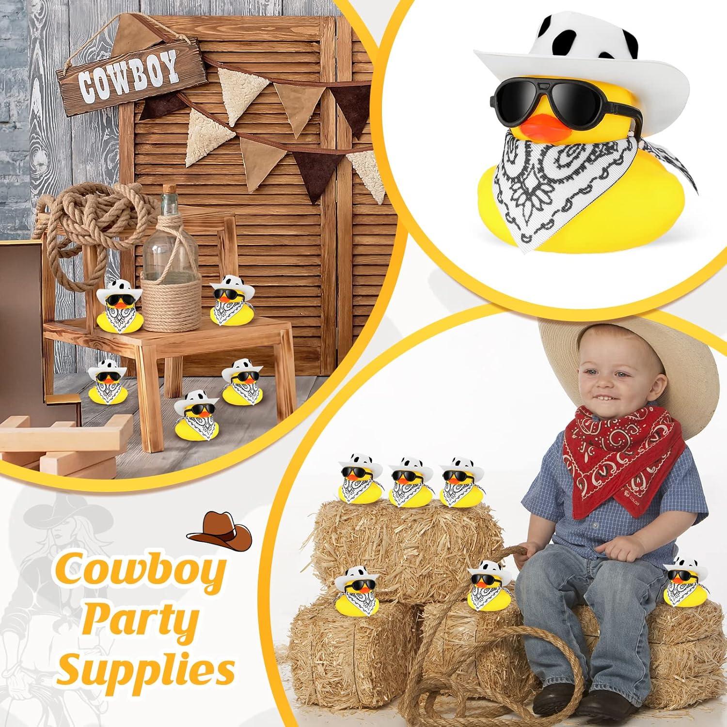 Set 36 Patitos de Goma Sosation Vaquero con Accesorios