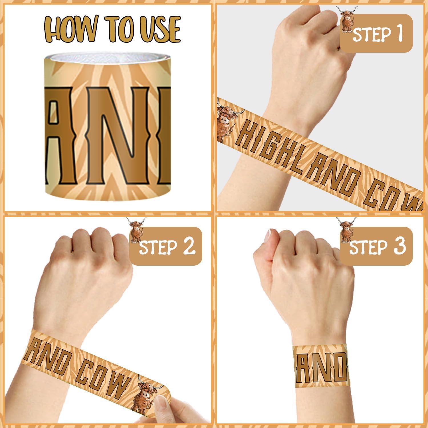 48 Pulseras de Slap de Vaca de Fiesta para Niños