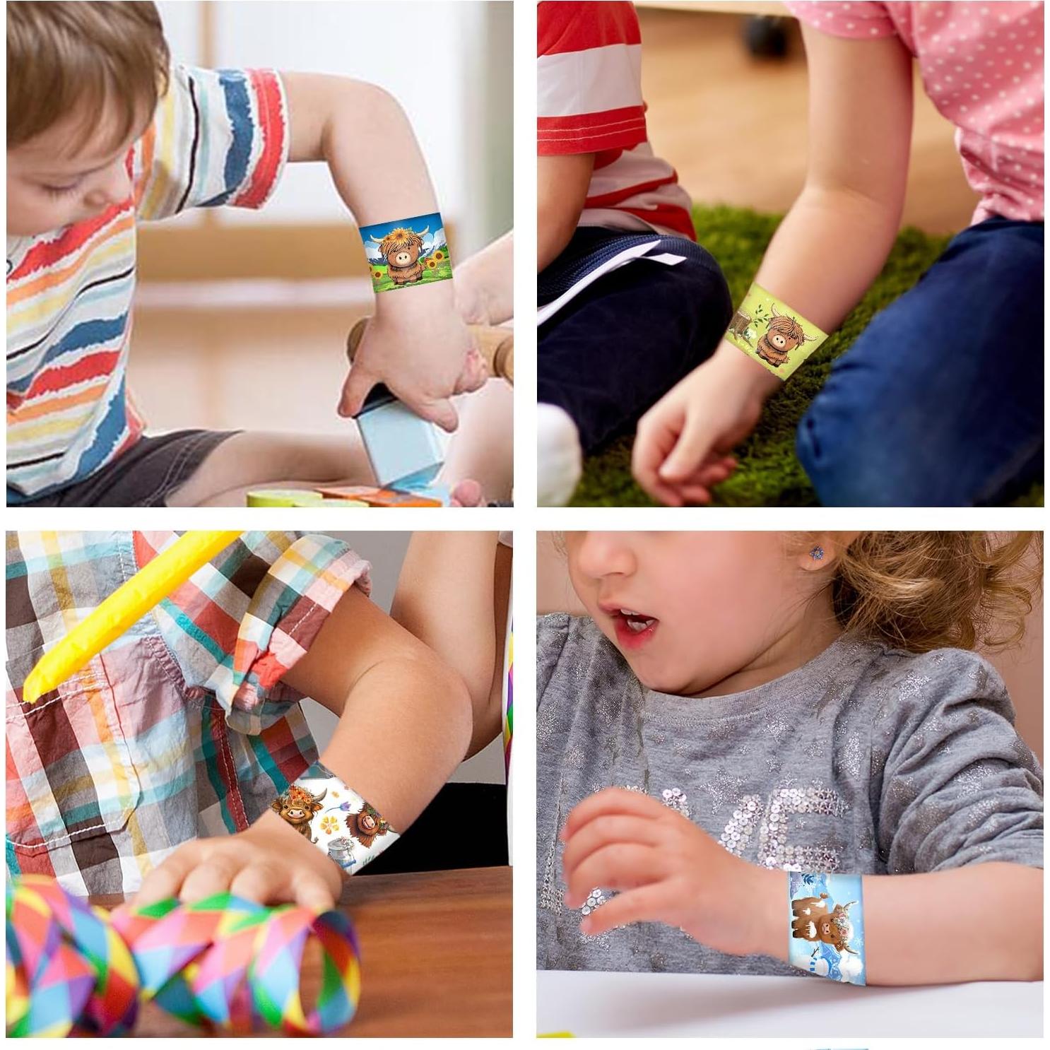 48 Pulseras de Slap de Vaca de Fiesta para Niños