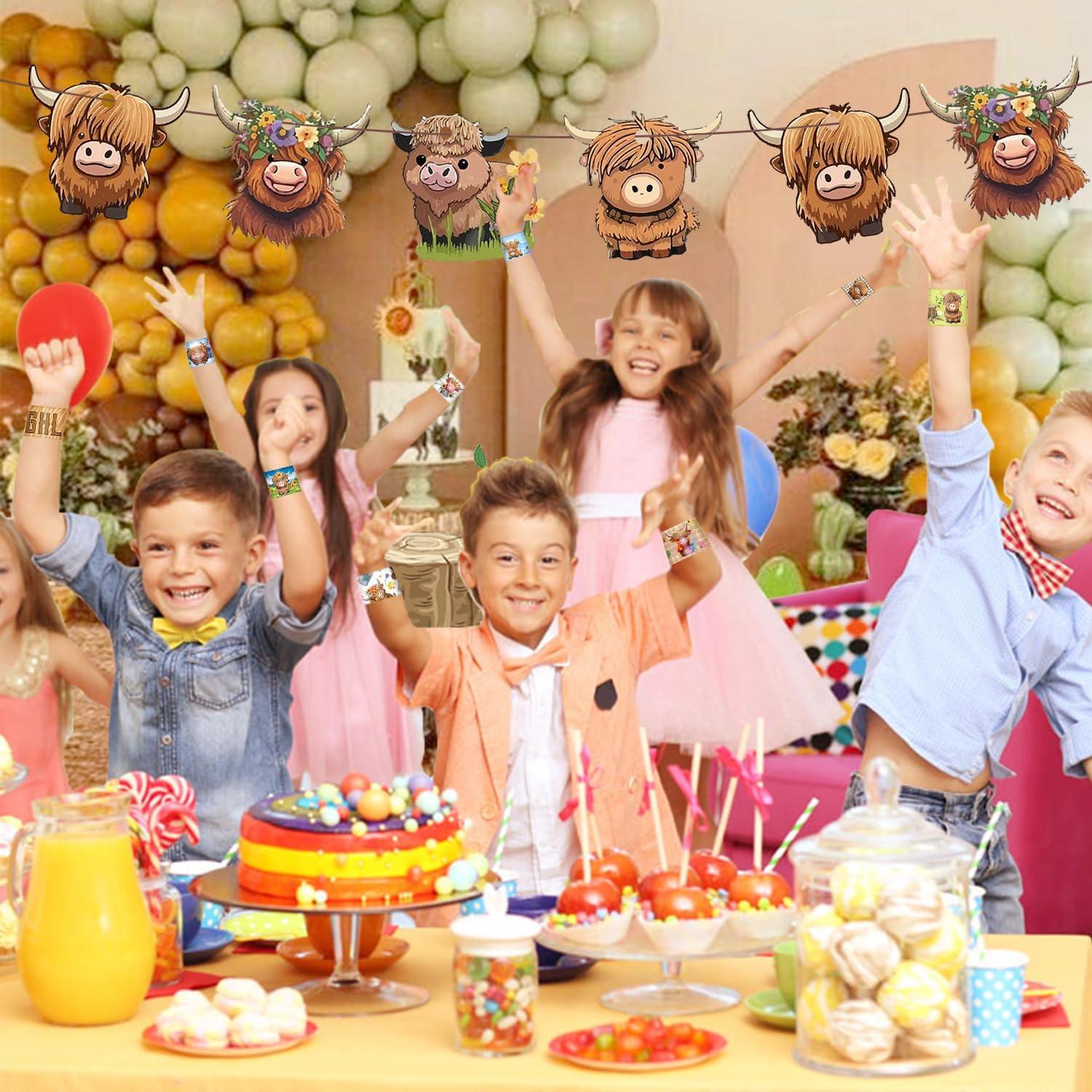 48 Pulseras de Slap de Vaca de Fiesta para Niños