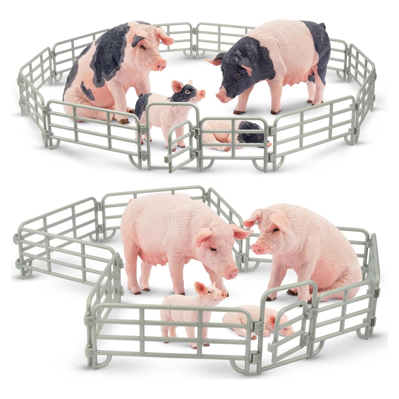 Toymany Set de Figuras de Cerdo 28 Piezas con Cercas