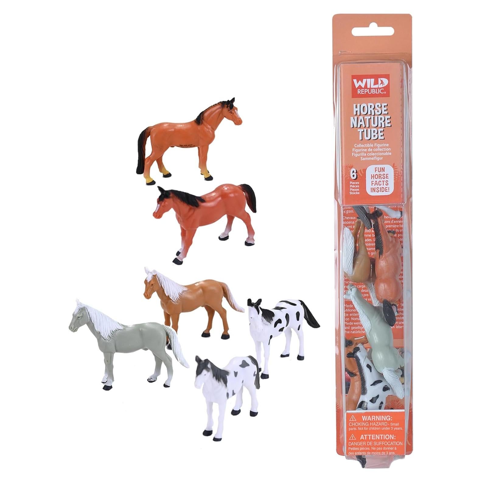 Tubo de Caballos Wild Republic, Set de 6 Figuras Detalladas