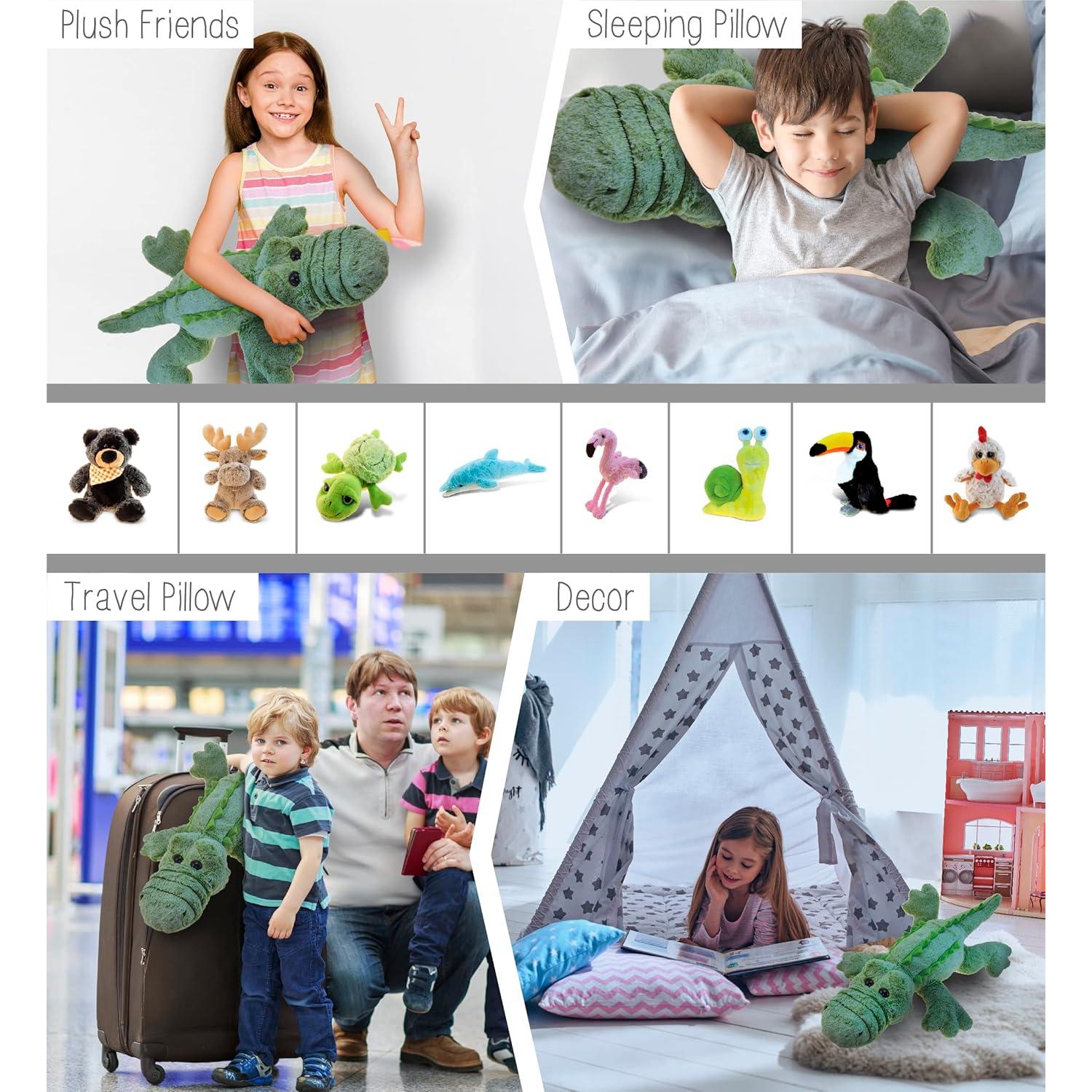 Almohada de Peluche Cocodrilo DolliBu 71 cm Suave