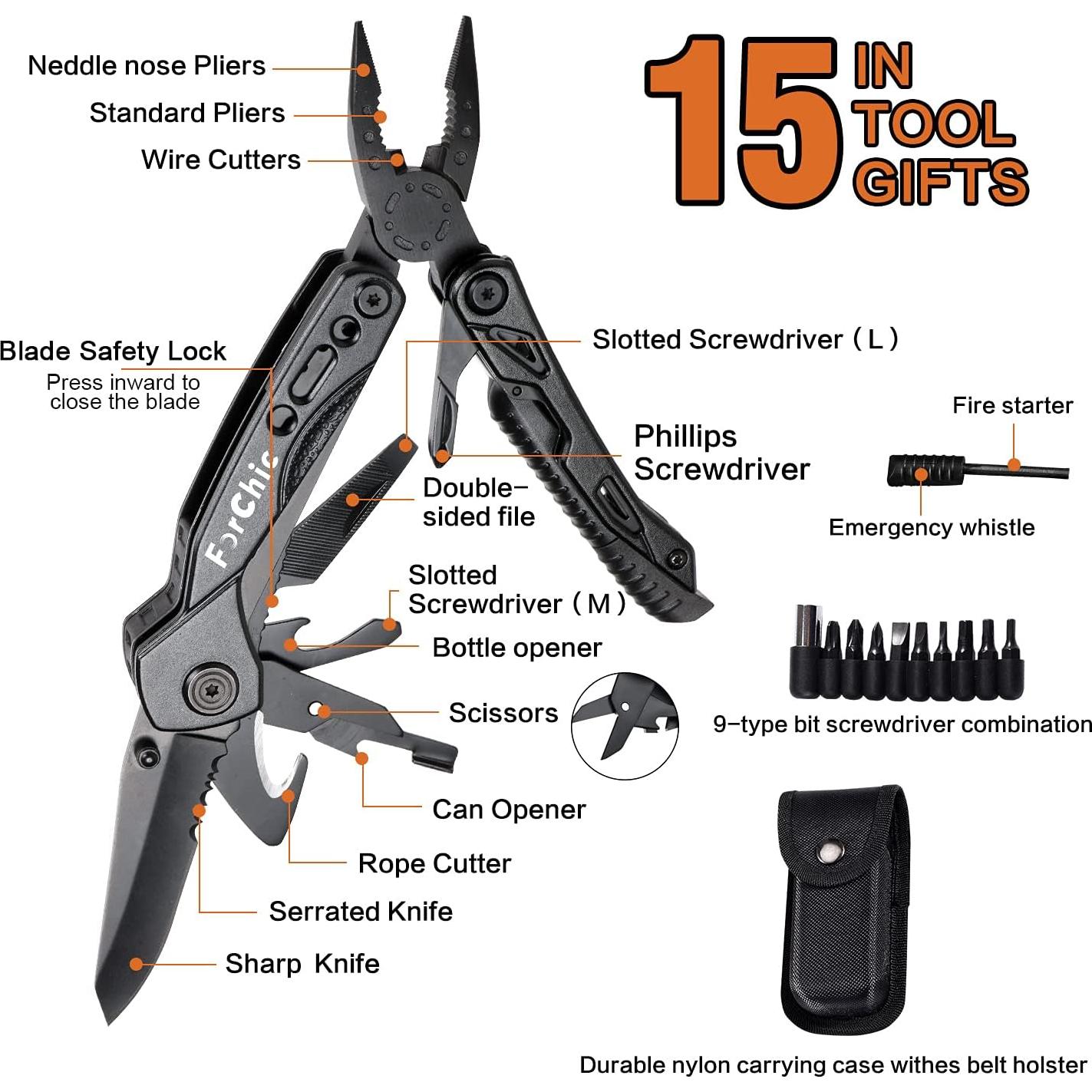 Multiherramienta 15 en 1 ForChic, Alicates y Accesorios