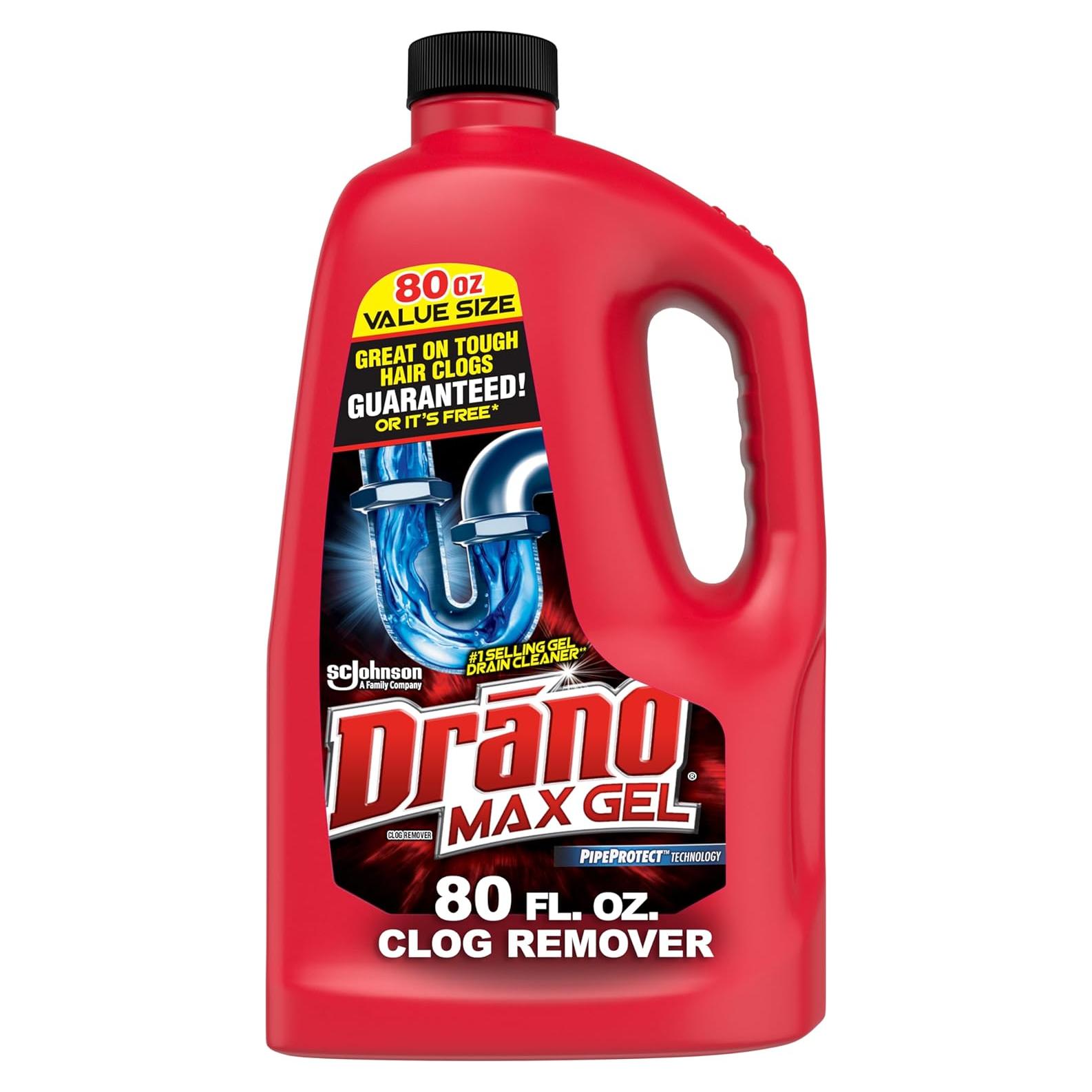 Drano Max Gel 80 Oz Removedor de Obstrucciones para Drenajes