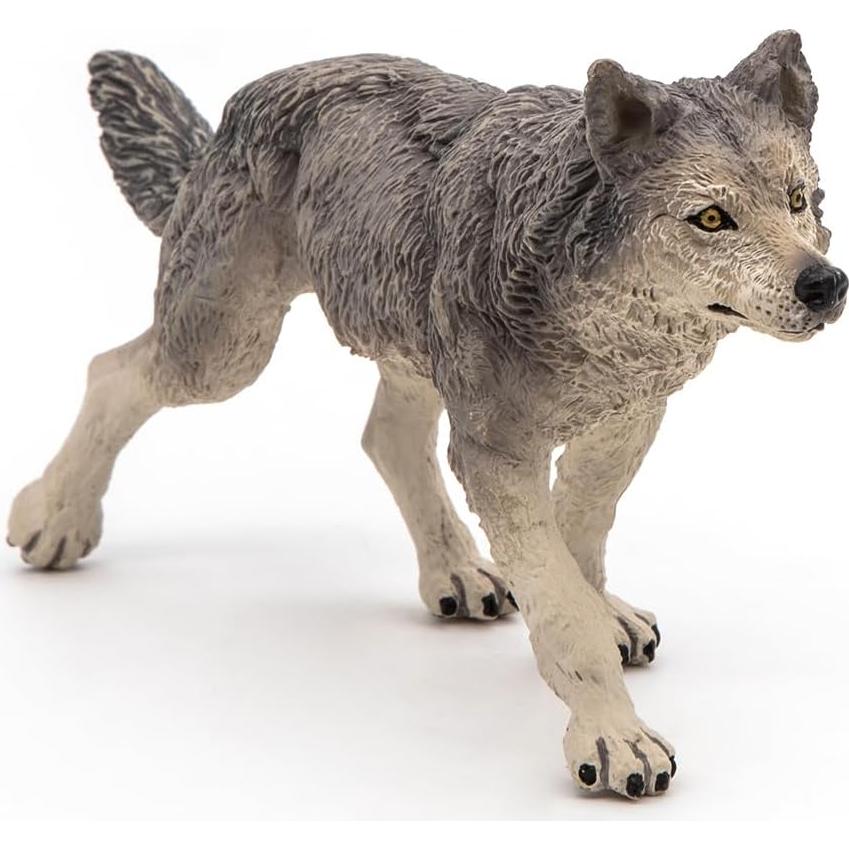 Figura Lobo Gris Papo 53012 Pintada a Mano 12,5x3x6cm
