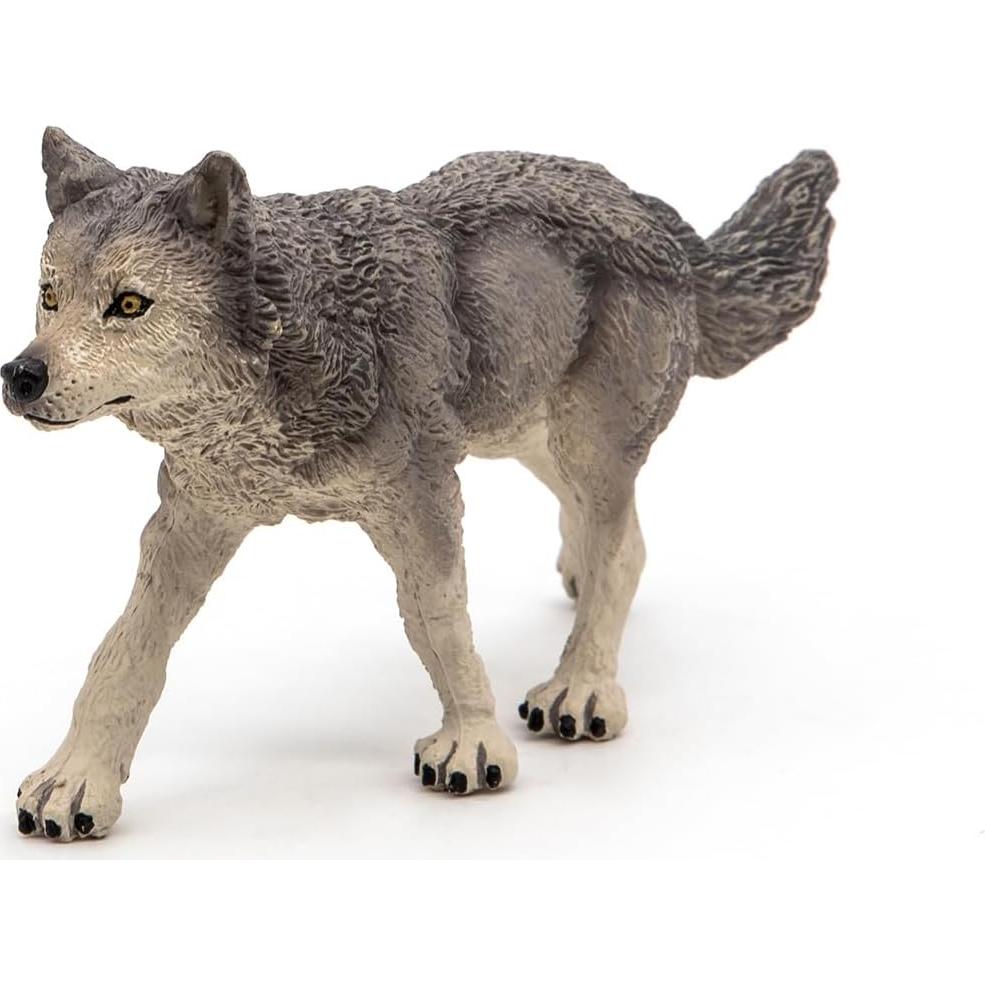 Figura Lobo Gris Papo 53012 Pintada a Mano 12,5x3x6cm