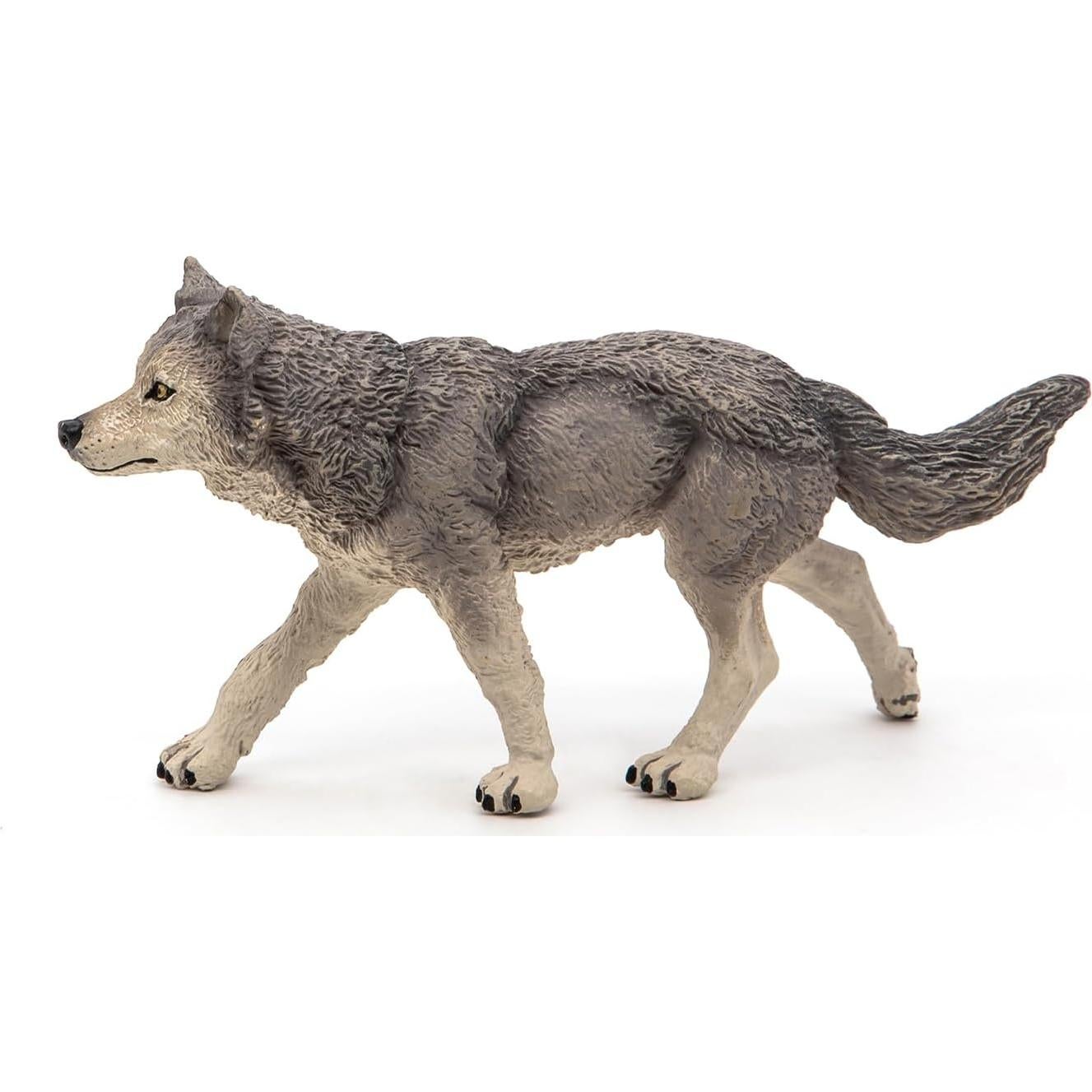 Figura Lobo Gris Papo 53012 Pintada a Mano 12,5x3x6cm