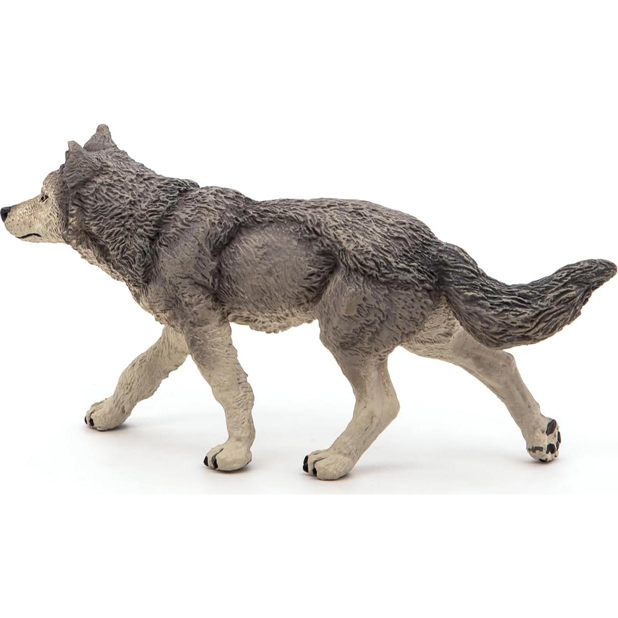 Figura Lobo Gris Papo 53012 Pintada a Mano 12,5x3x6cm