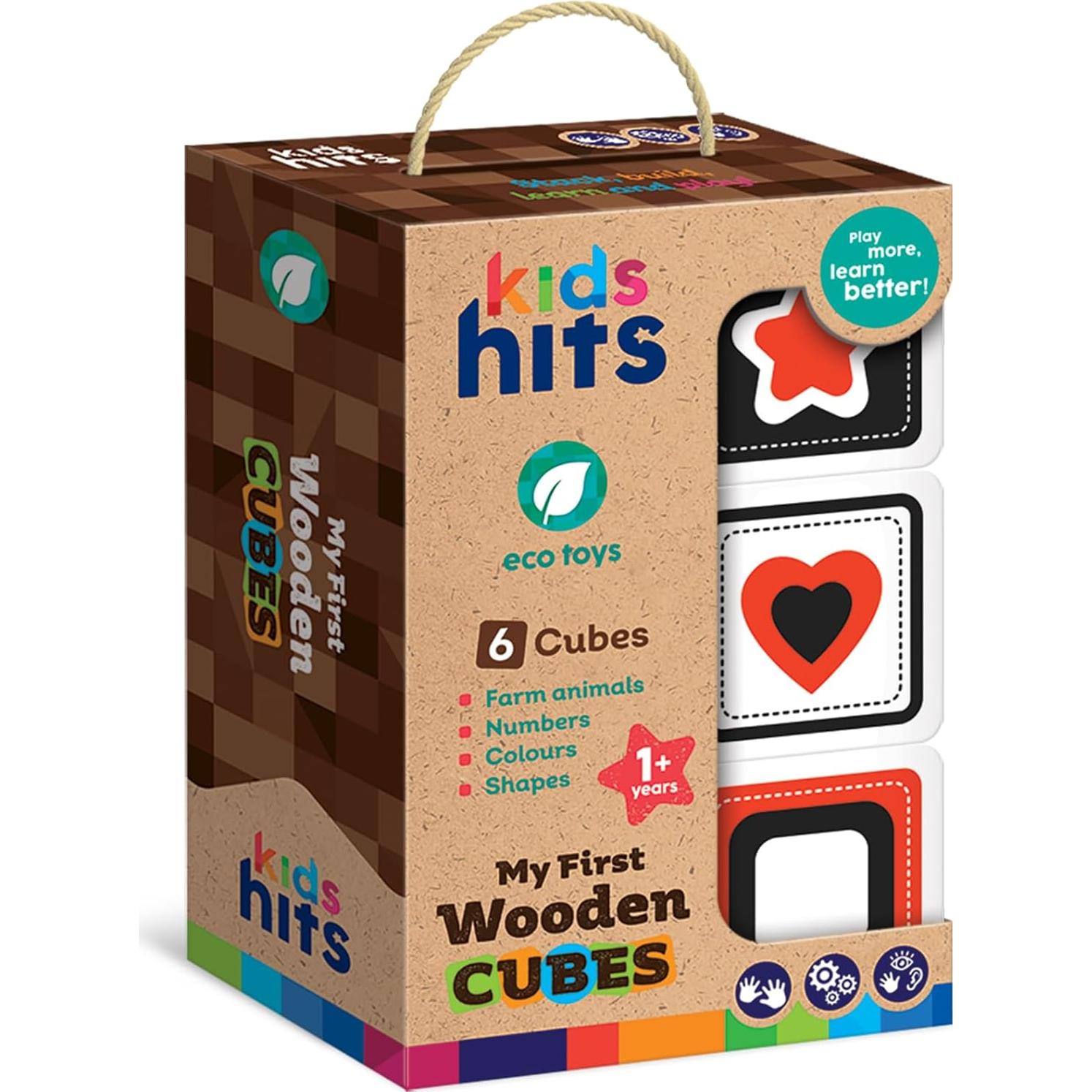 Cubos de Madera Kids Hits - Set de 6 Bloques Apilables