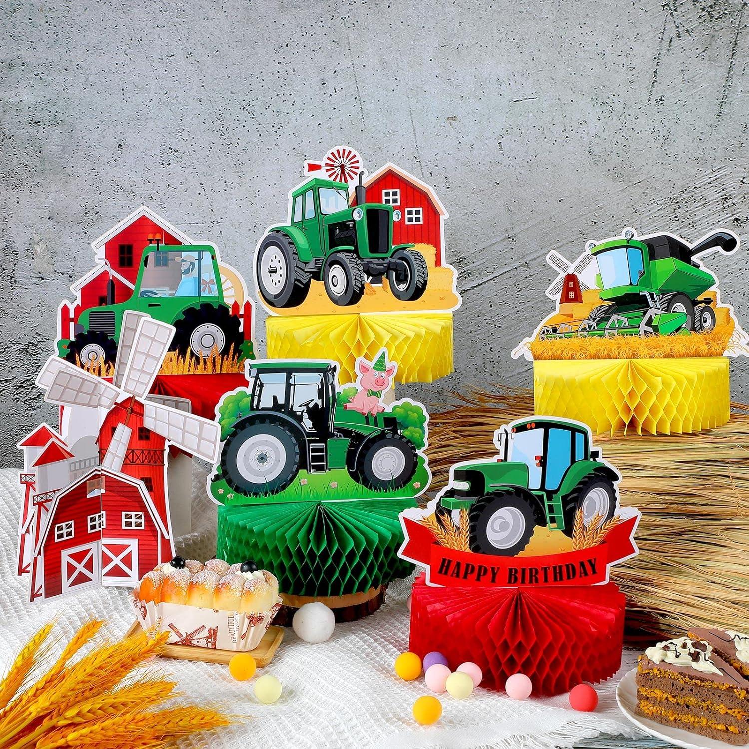 Centros de Mesa de Tractor Verde 9 Pcs Sureio Decoración Fiesta