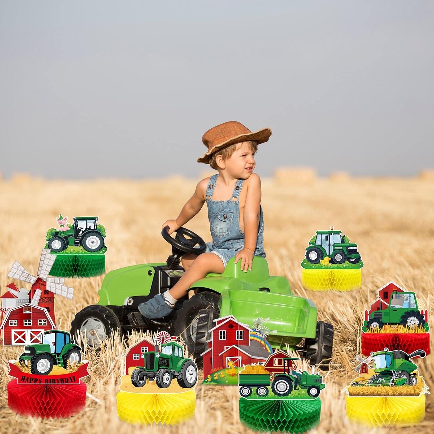 Centros de Mesa de Tractor Verde 9 Pcs Sureio Decoración Fiesta