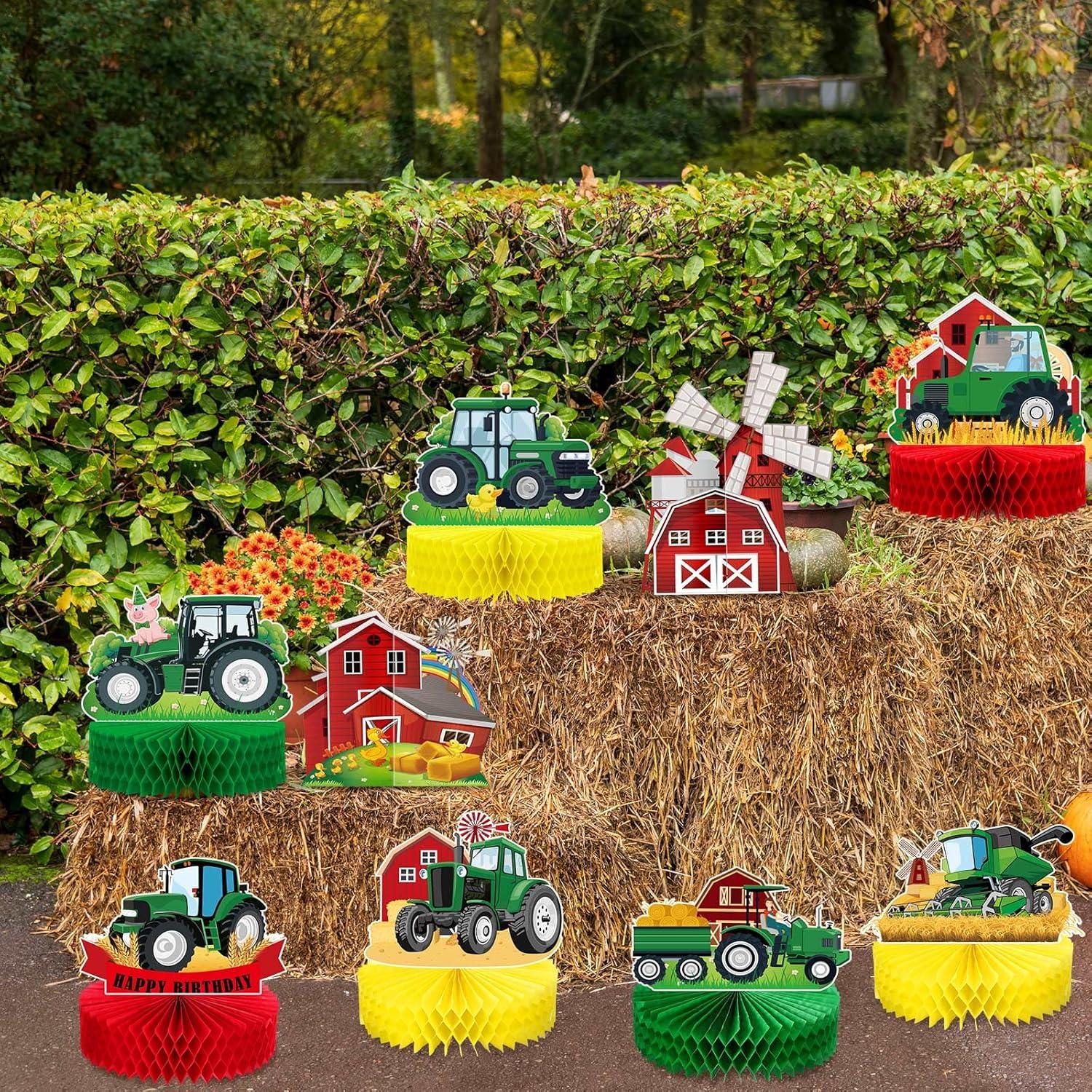 Centros de Mesa de Tractor Verde 9 Pcs Sureio Decoración Fiesta