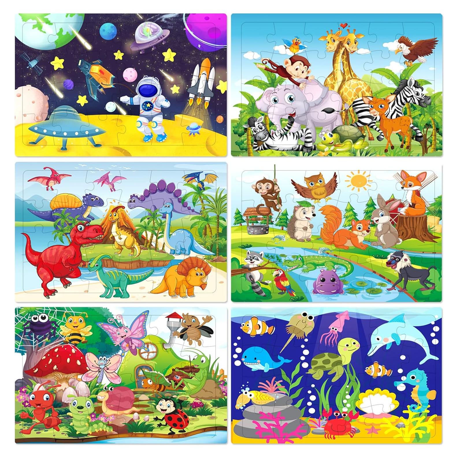 Rompecabezas de Madera HUADADA 6 Piezas para Niños 3-5 Años