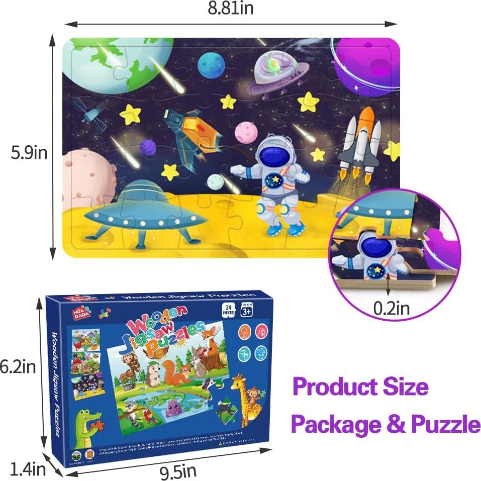 Rompecabezas de Madera HUADADA 6 Piezas para Niños 3-5 Años