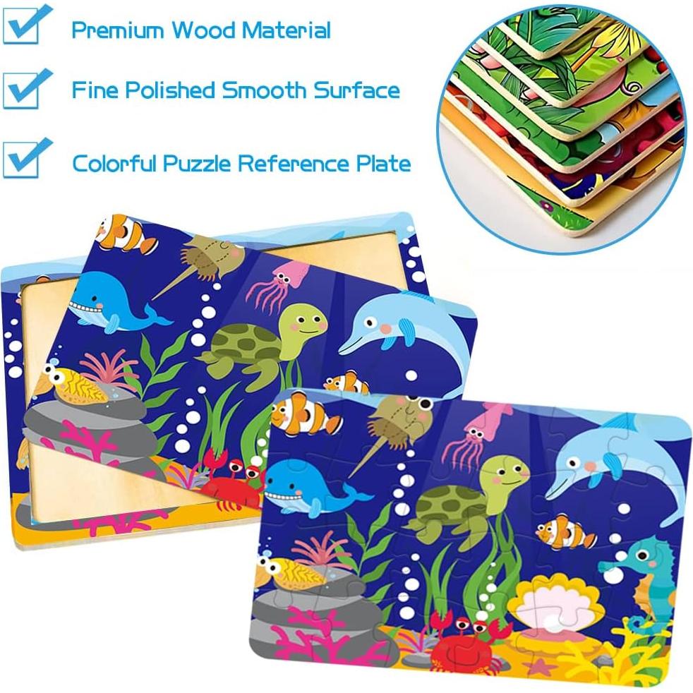 Rompecabezas de Madera HUADADA 6 Piezas para Niños 3-5 Años