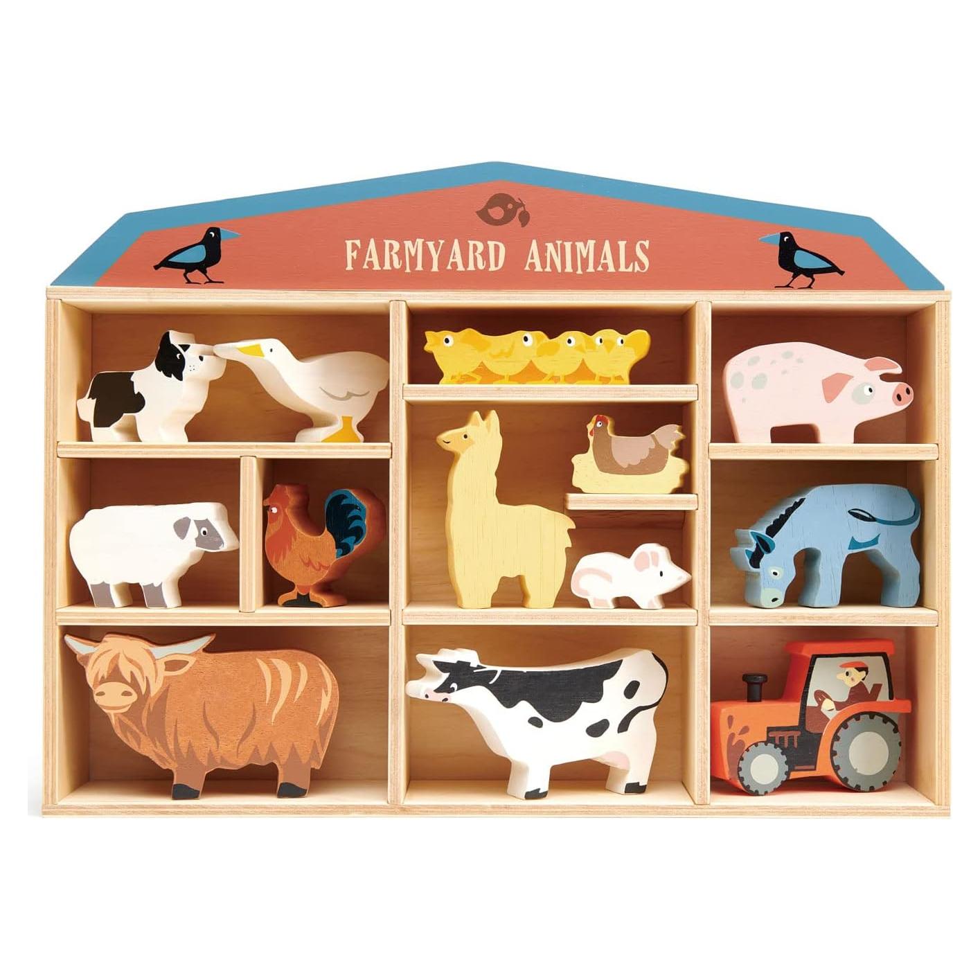 Tender Leaf Toys Animales de Granja 13 Figuras de Madera