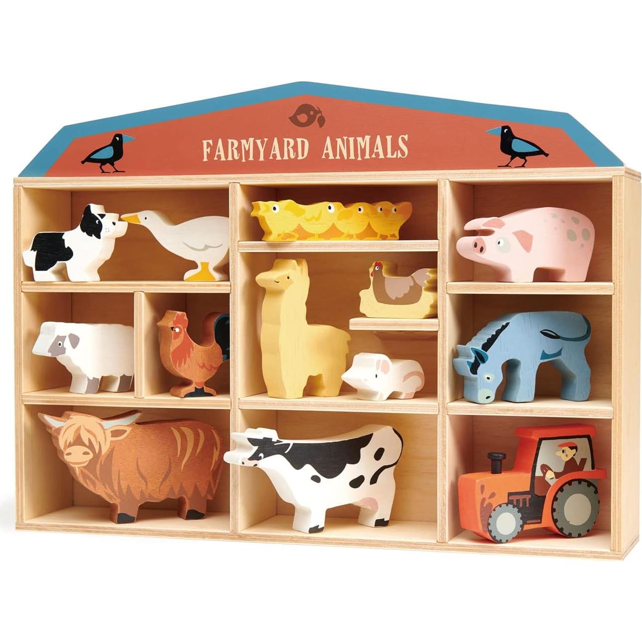 Tender Leaf Toys Animales de Granja 13 Figuras de Madera