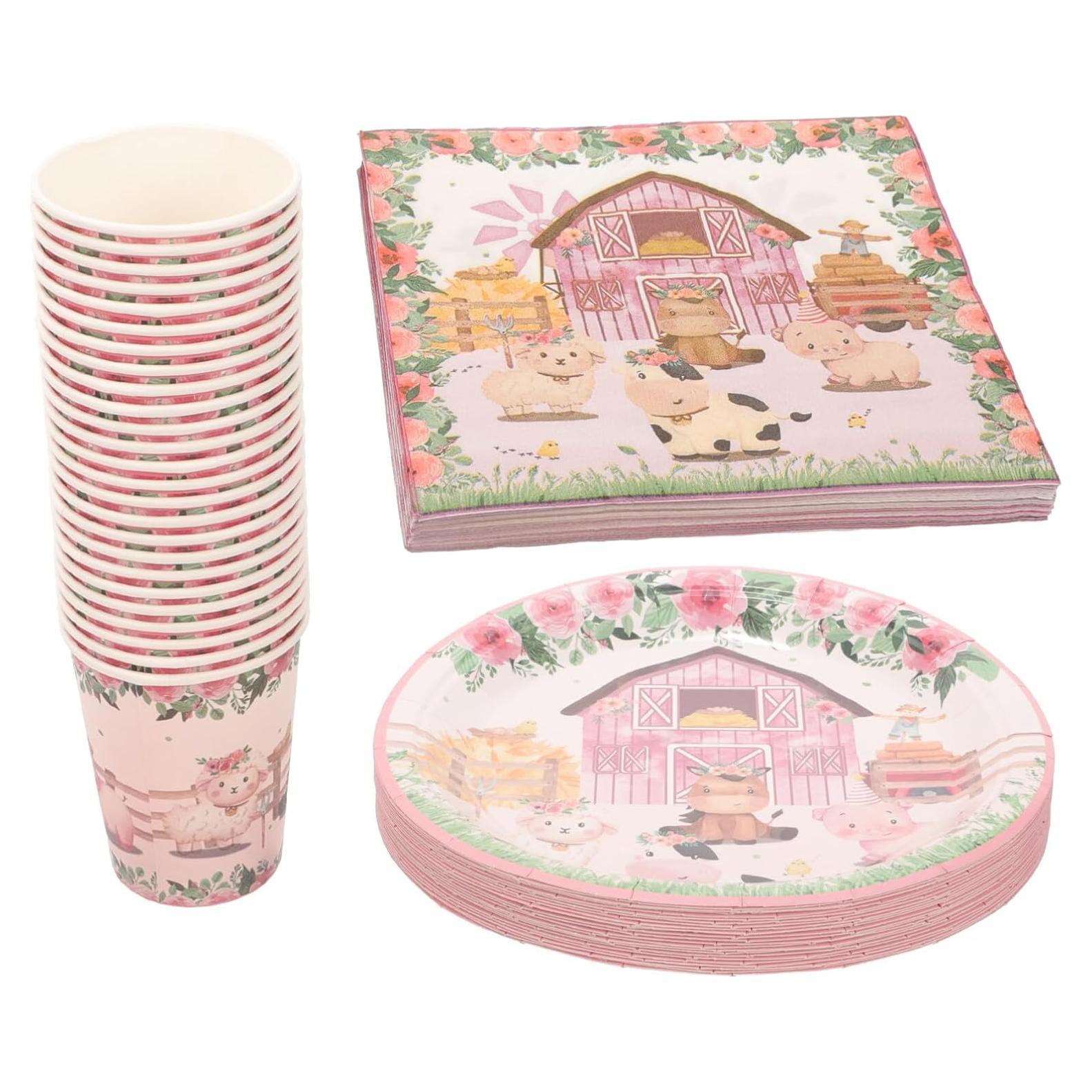 Juego de Utensilios de Fiesta de Papel Ibasenice Granja 79 Piezas