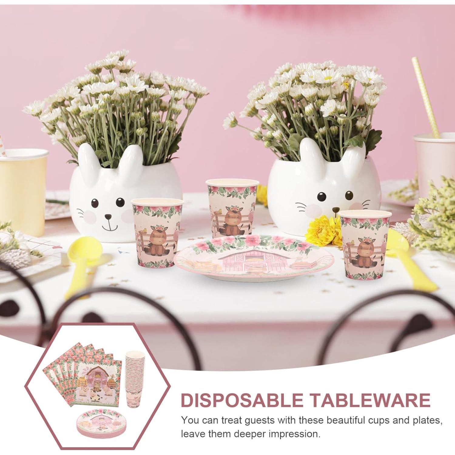 Juego de Utensilios de Fiesta de Papel Ibasenice Granja 79 Piezas