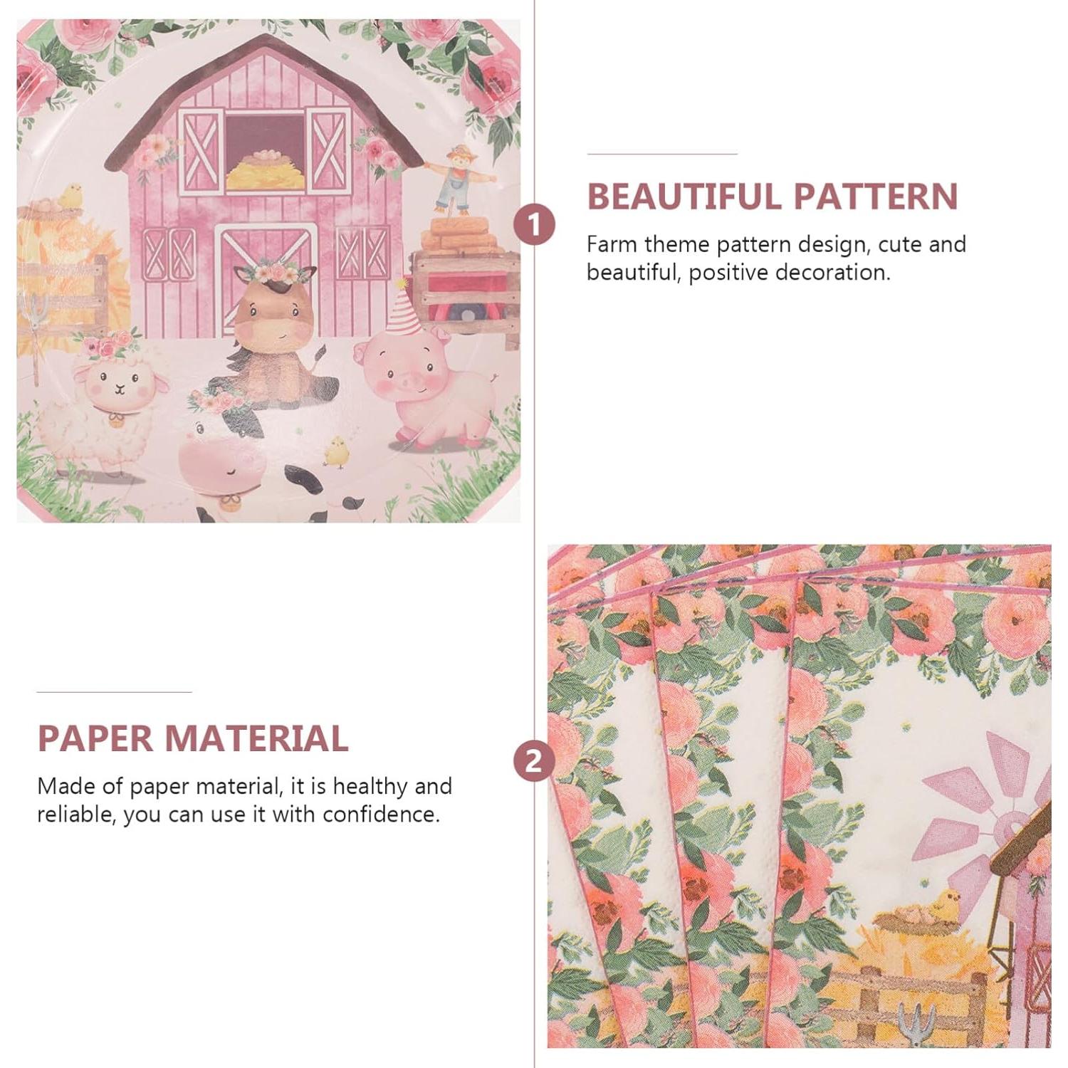 Juego de Utensilios de Fiesta de Papel Ibasenice Granja 79 Piezas