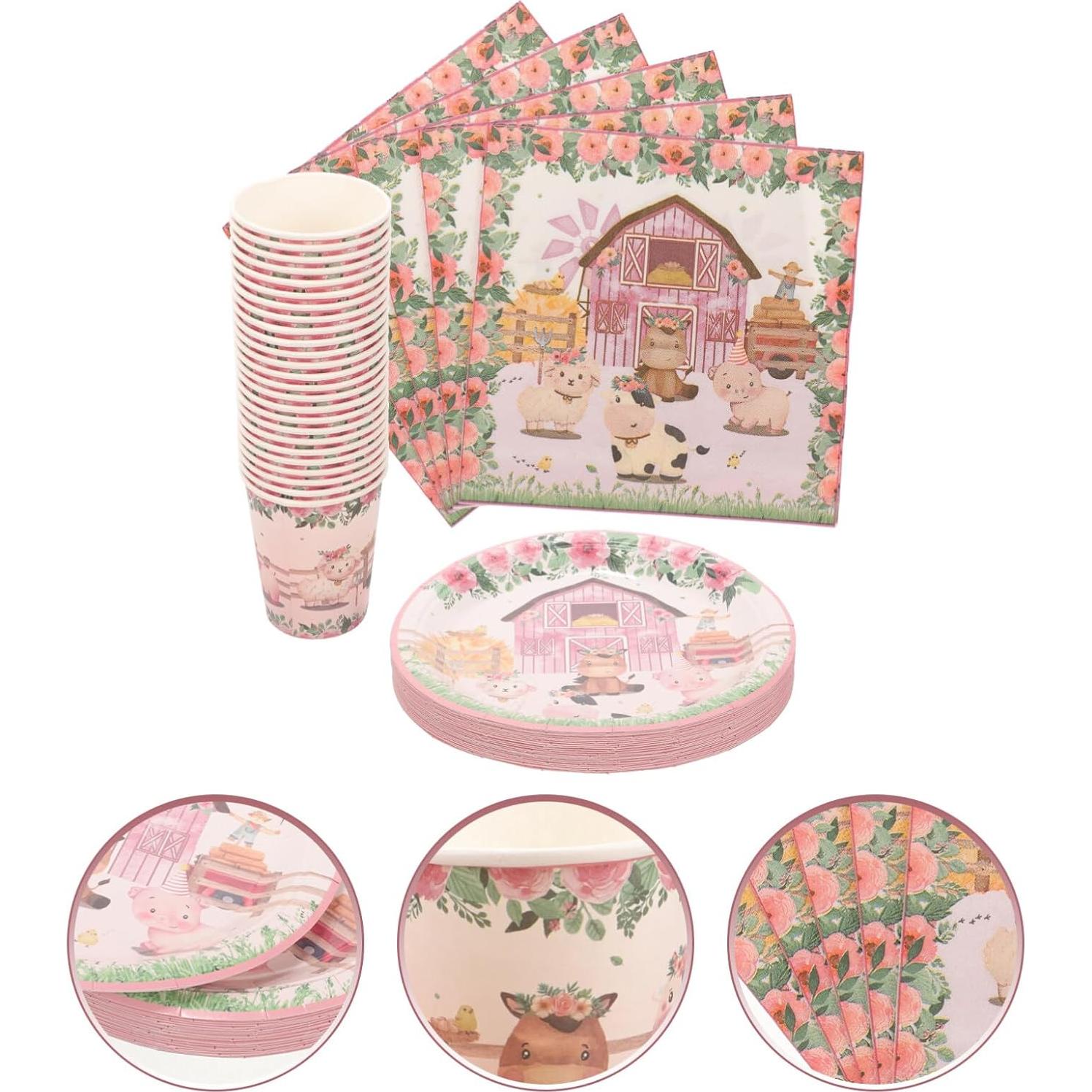 Juego de Utensilios de Fiesta de Papel Ibasenice Granja 79 Piezas