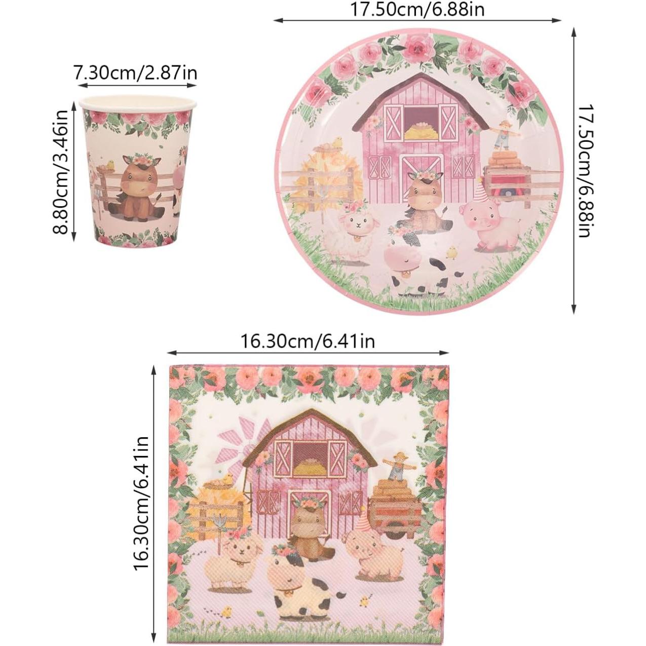 Juego de Utensilios de Fiesta de Papel Ibasenice Granja 79 Piezas