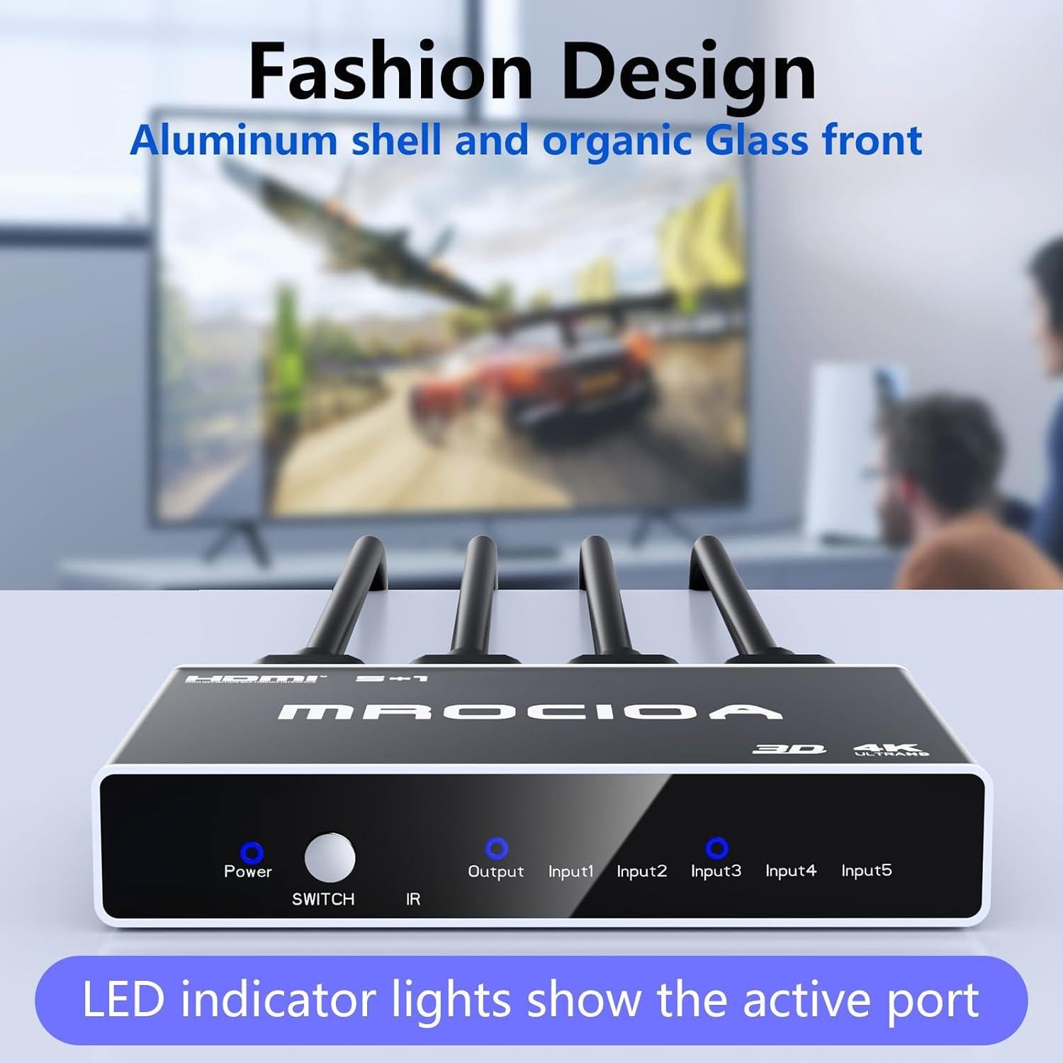 Conmutador HDMI 5 en 1 CY D514 4K 60Hz con Control Remoto