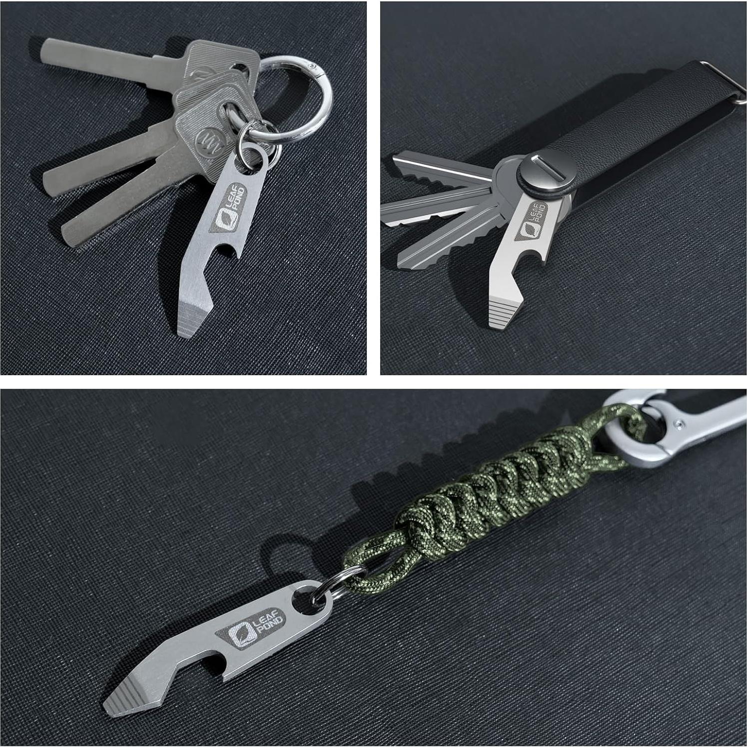 Llavero Abrebotellas EDC Leaf Pond - 3 Piezas Acero Inoxidable