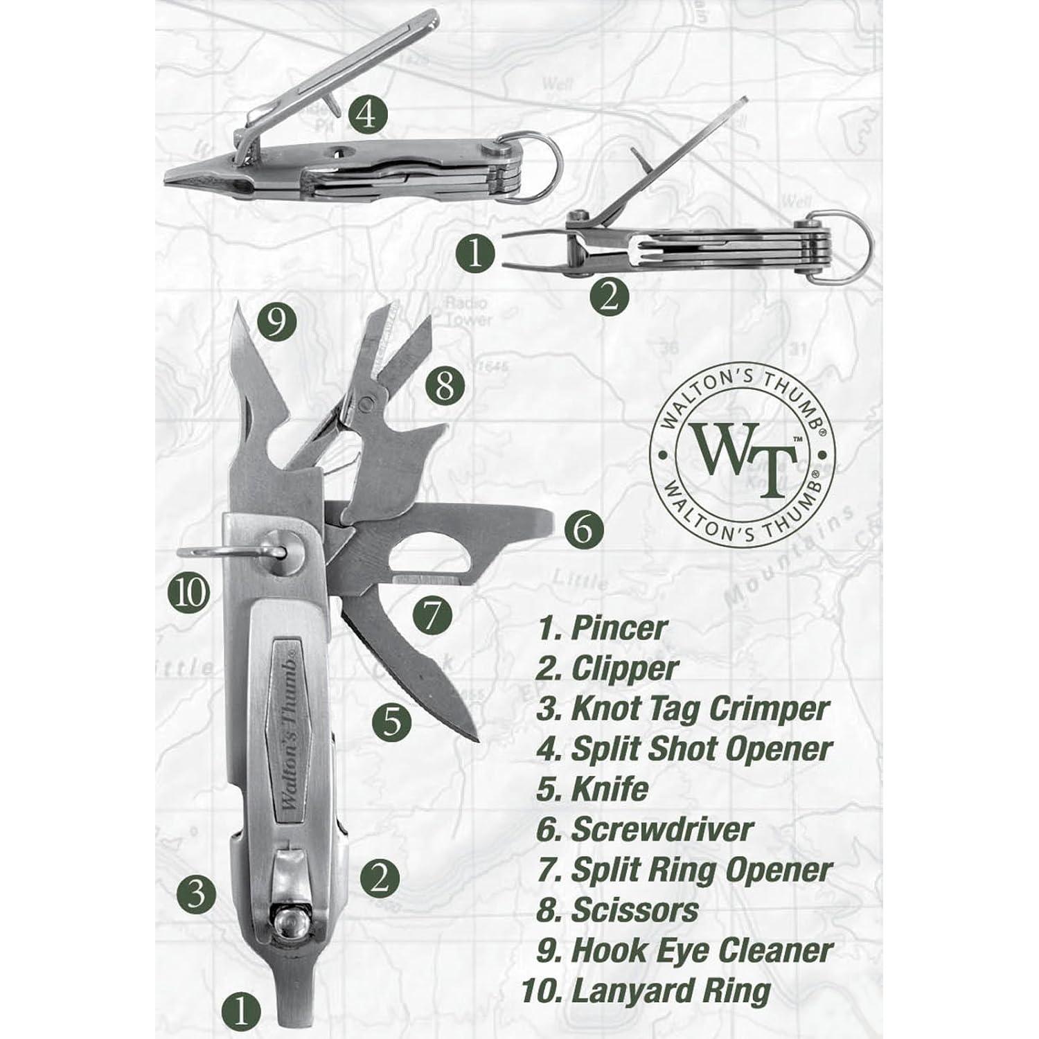 Herramienta Multiuso de Pescador Walton's Thumb 10 Funciones