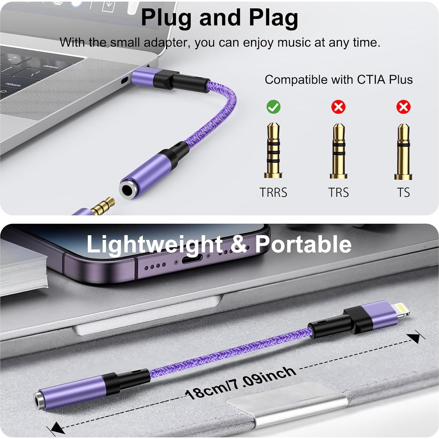 Adaptador de Auriculares Lightning a 3.5mm - 2 Pack MFi