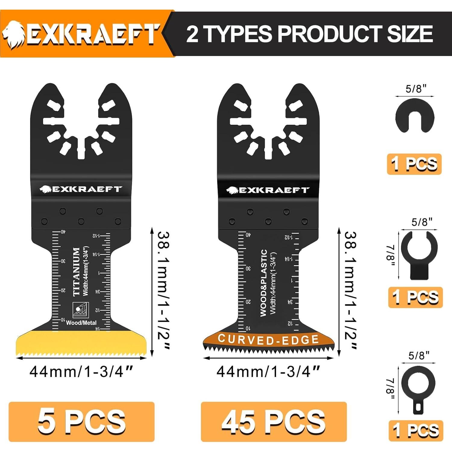 50 Hojas Oscilantes Titanio EXKRAEFT para Metal y Madera