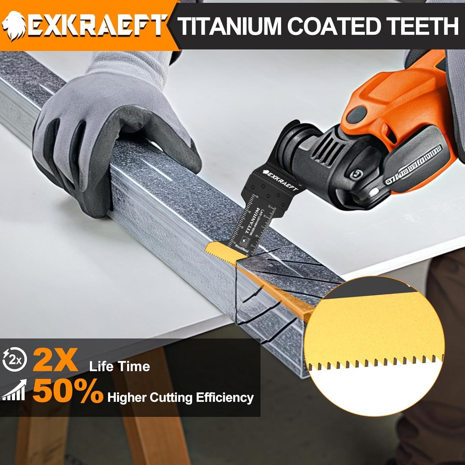50 Hojas Oscilantes Titanio EXKRAEFT para Metal y Madera