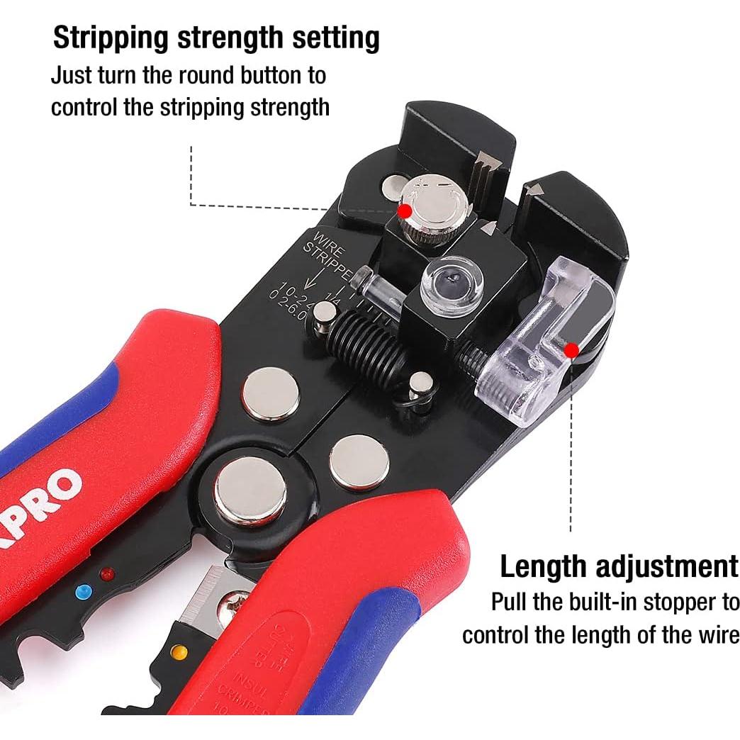 Juego de Pelacables WORKPRO 8" Autoajustables y Multi-Herramienta