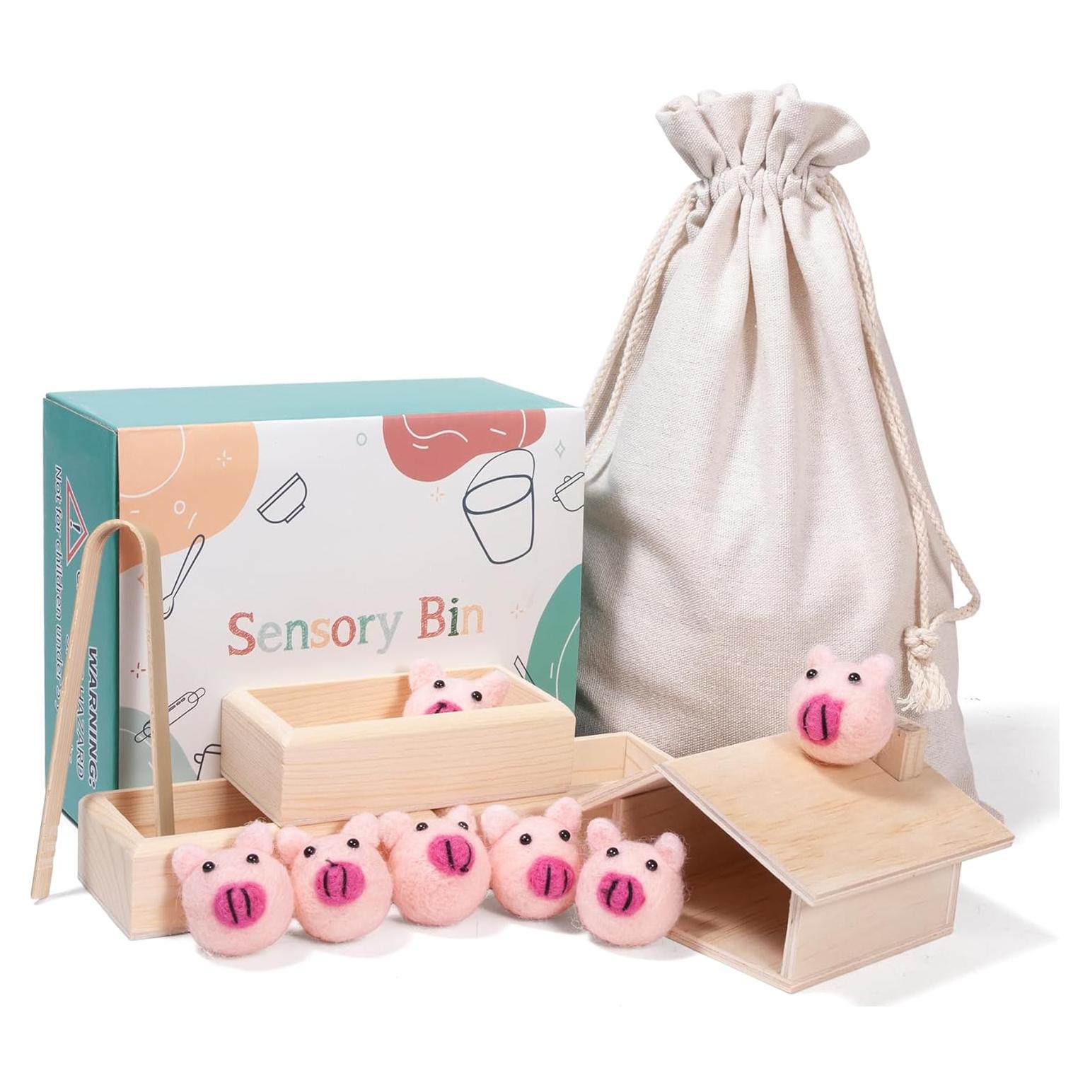 Juguete de Granja Montessori Madera Cerdo 17x15x8cm