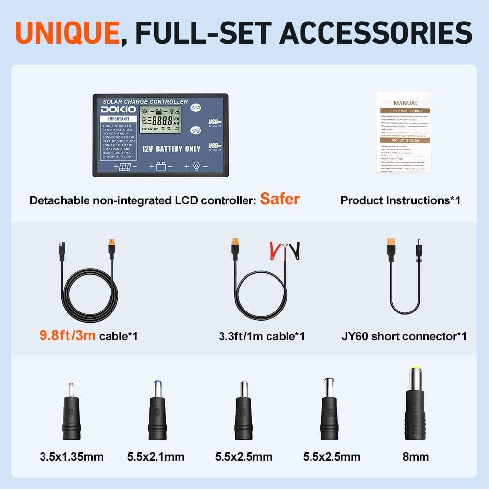 Panel Solar Plegable DOKIO 100W 18V con USB para Camping
