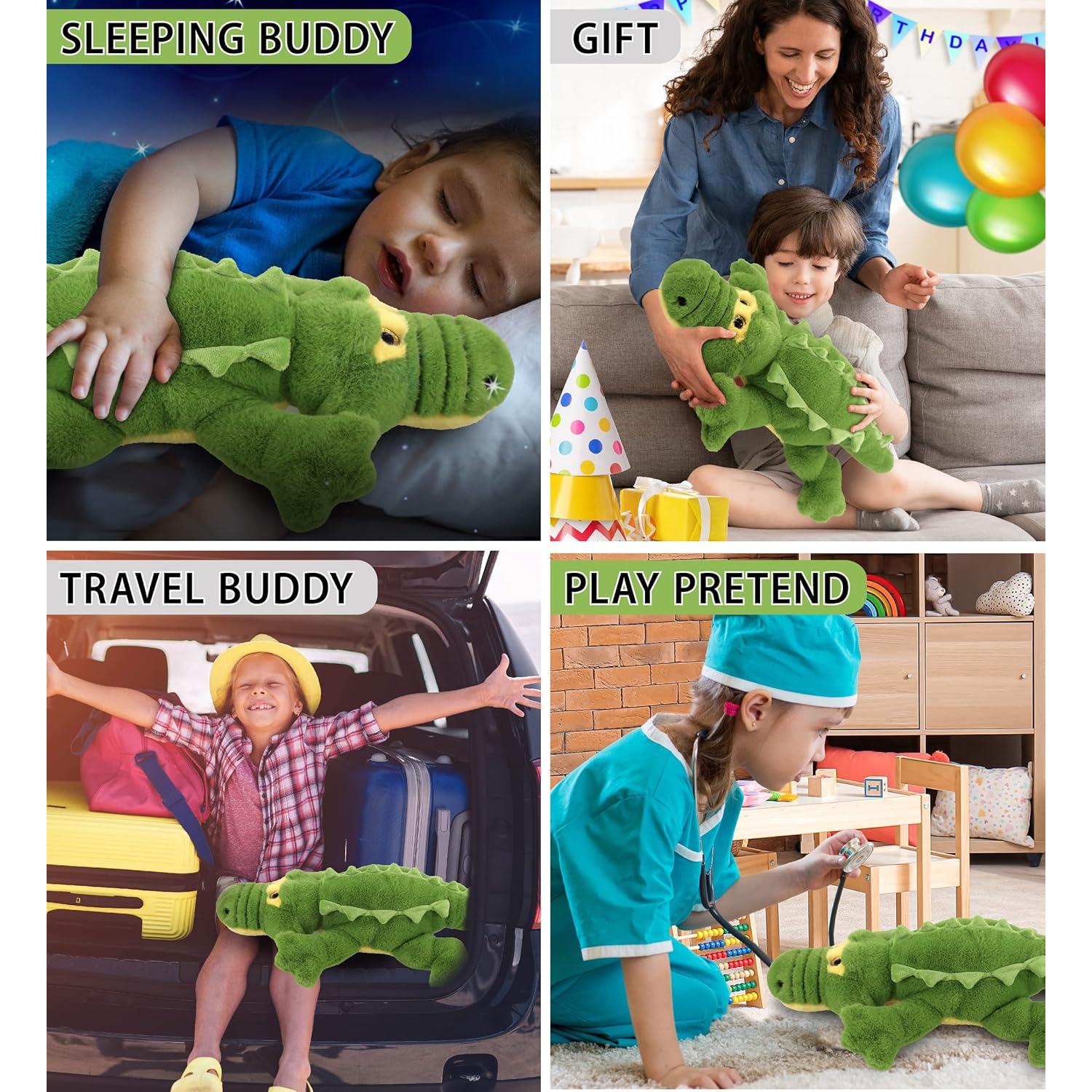 Peluche Cocodrilo DolliBu Verde Suave 43 cm Ideal para Abrazar