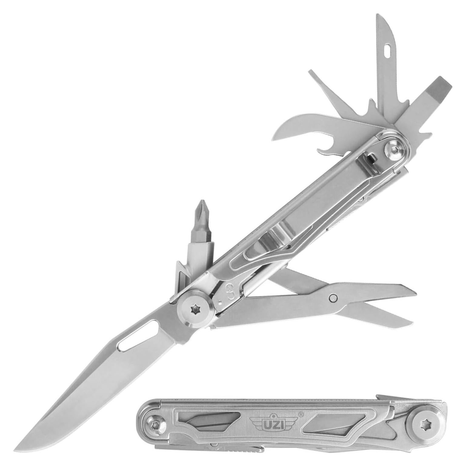 Herramienta Multifuncional UZI 12-en-1 Plegable de Acero Inoxidable