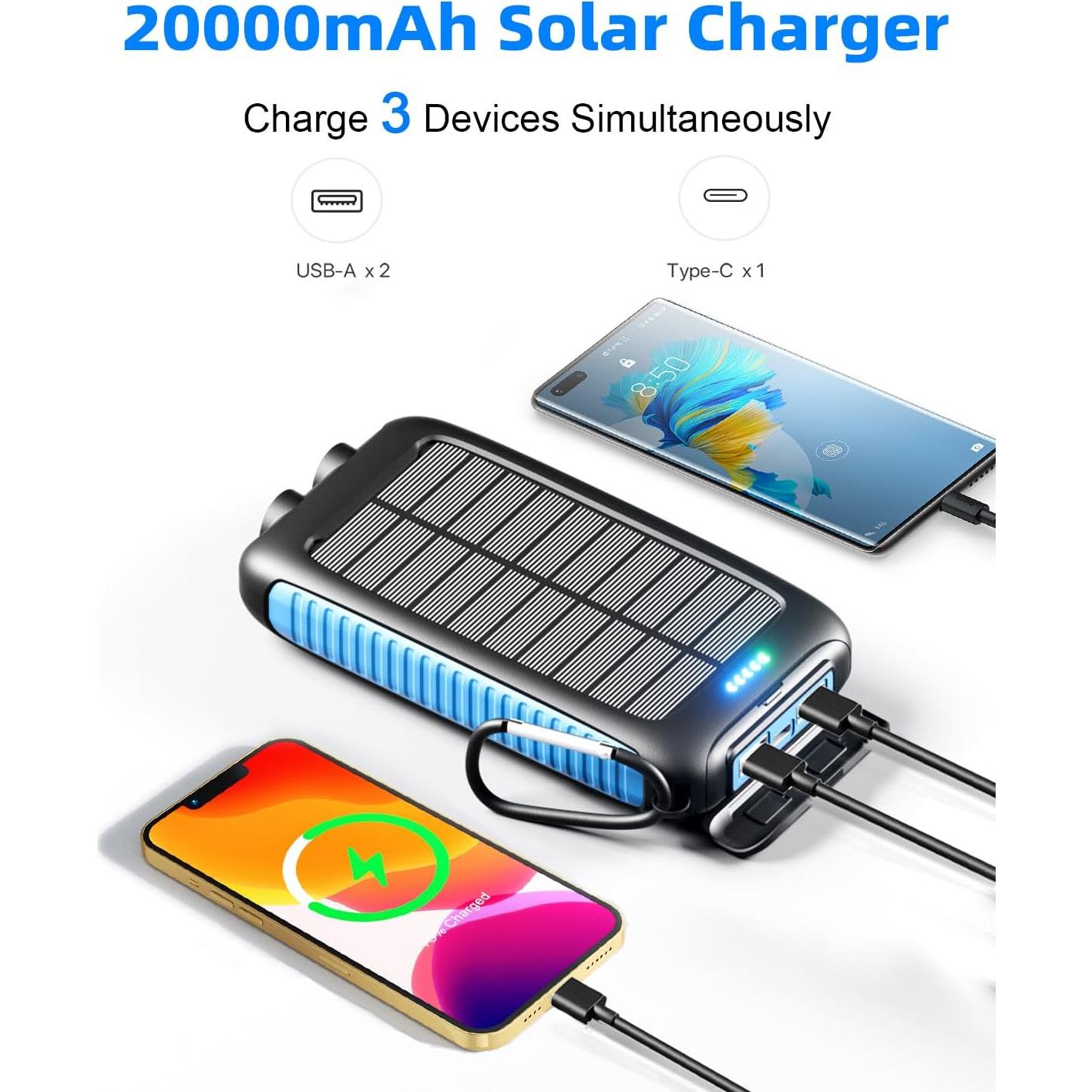 Cargador Solar Portátil Nuynix 20000mAh Impermeable IP67