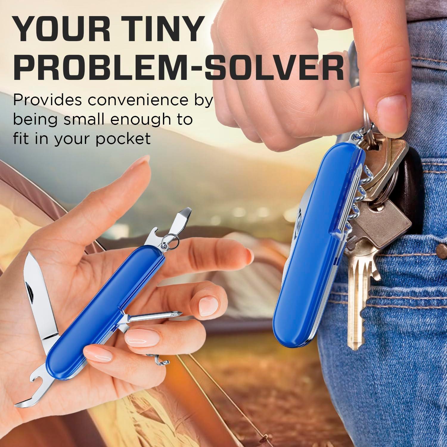 Cuchillo de Bolsillo 6 en 1 Buen Trabajador - Mini Multiherramienta Azul