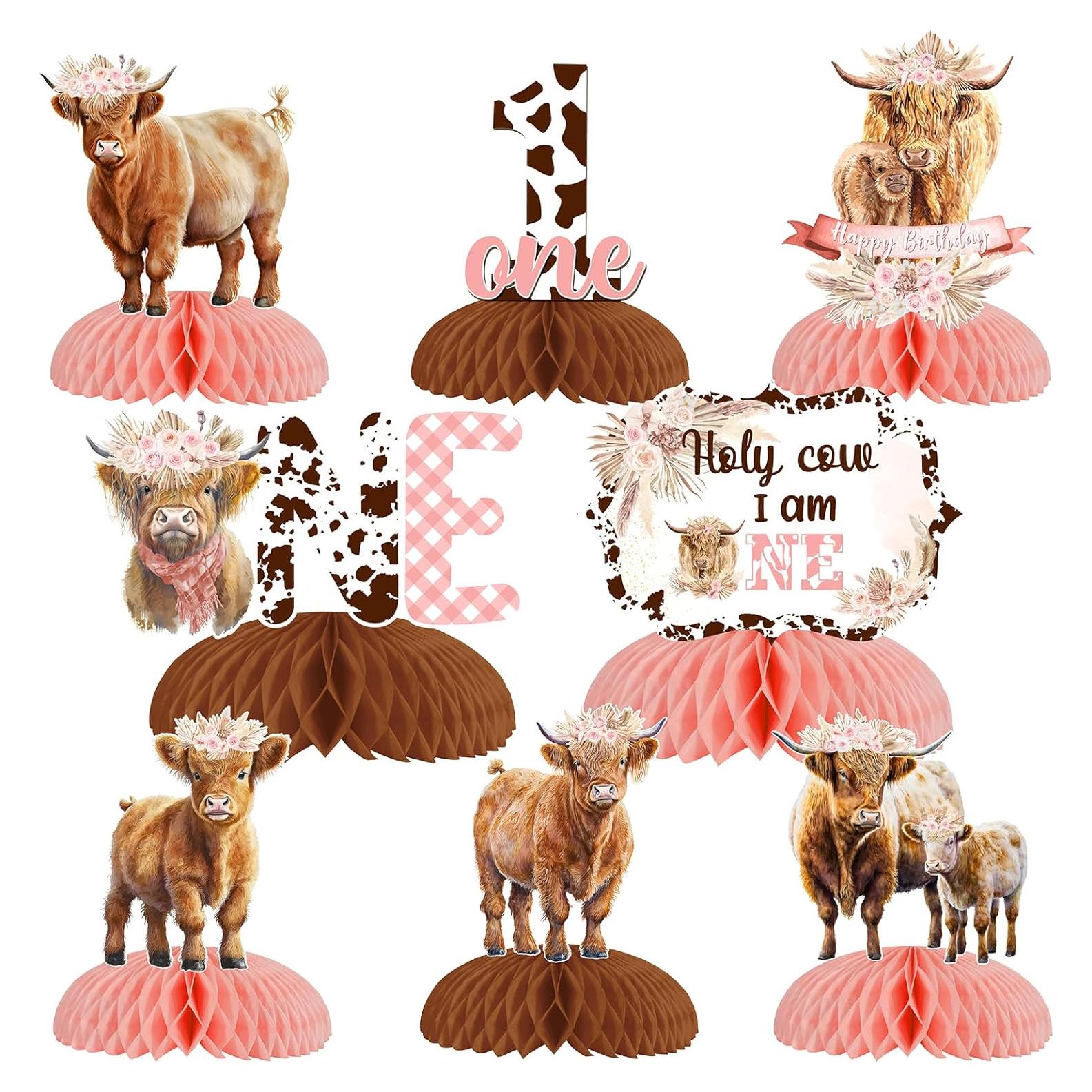 Centros de Mesa Vaca Funmemoir 8 Piezas Decoración Cumpleaños