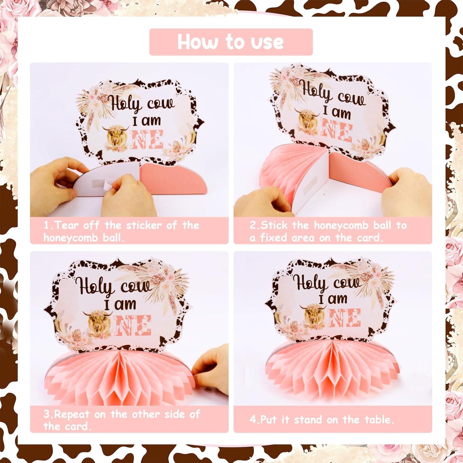 Centros de Mesa Vaca Funmemoir 8 Piezas Decoración Cumpleaños