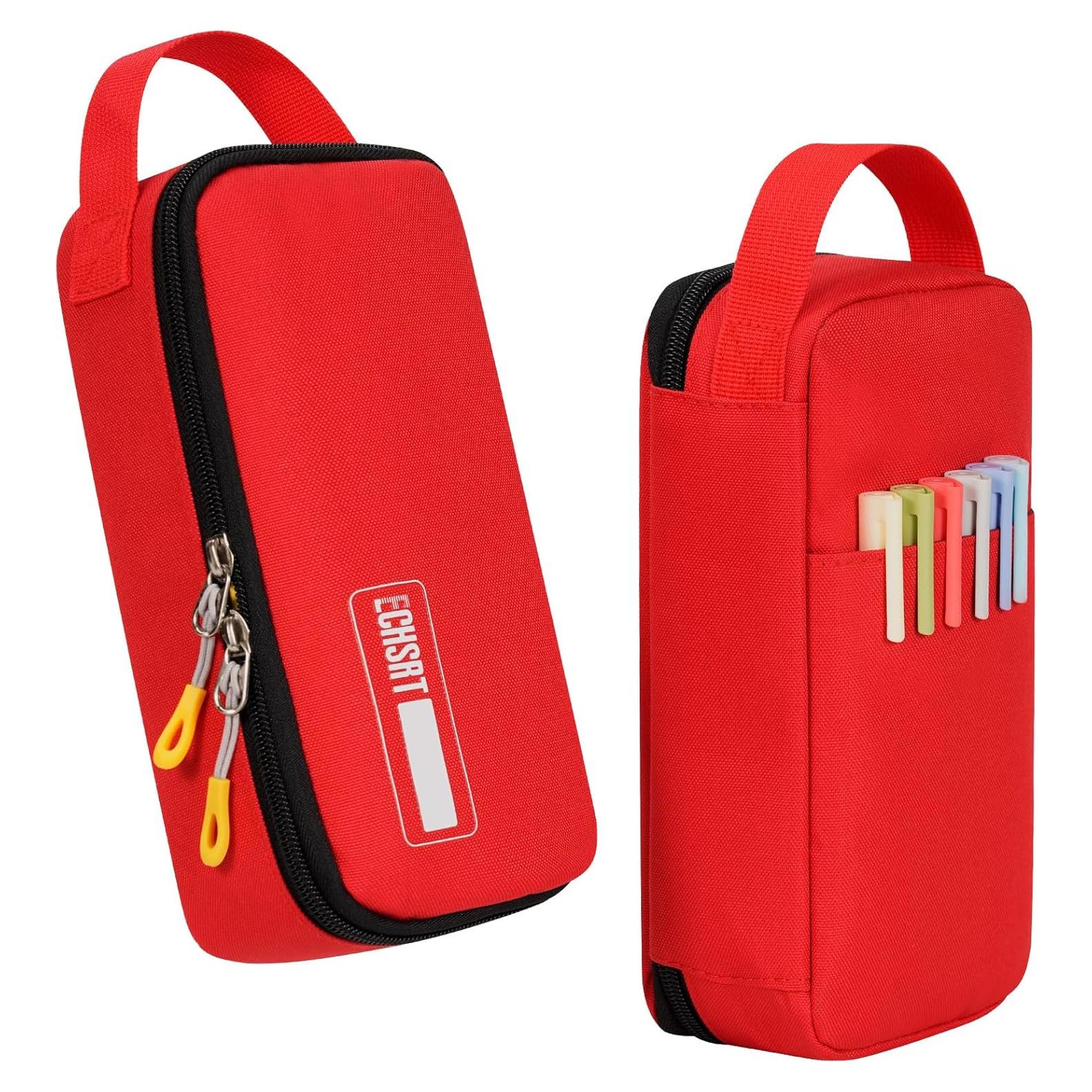 Estuche de Lápices ECHSRT Rojo, Gran Capacidad 24x12x6 cm