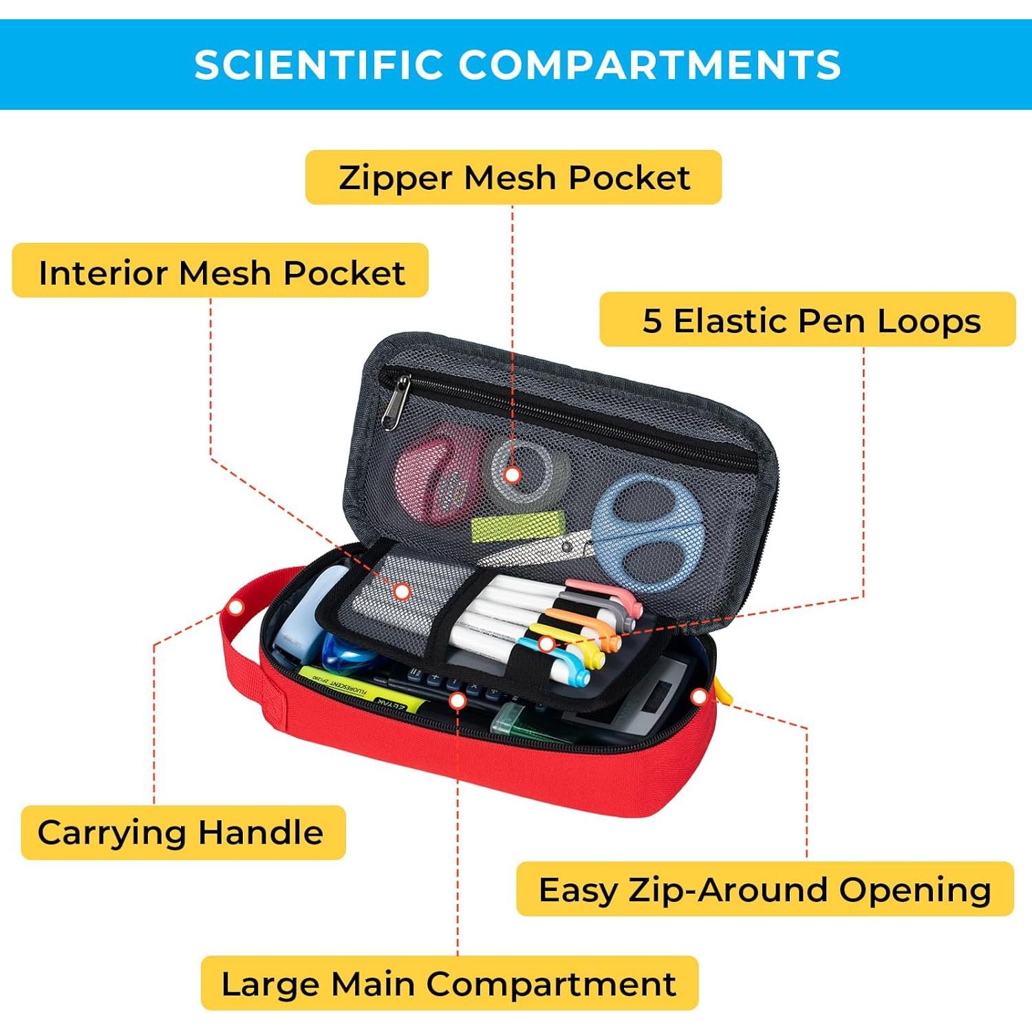 Estuche de Lápices ECHSRT Rojo, Gran Capacidad 24x12x6 cm