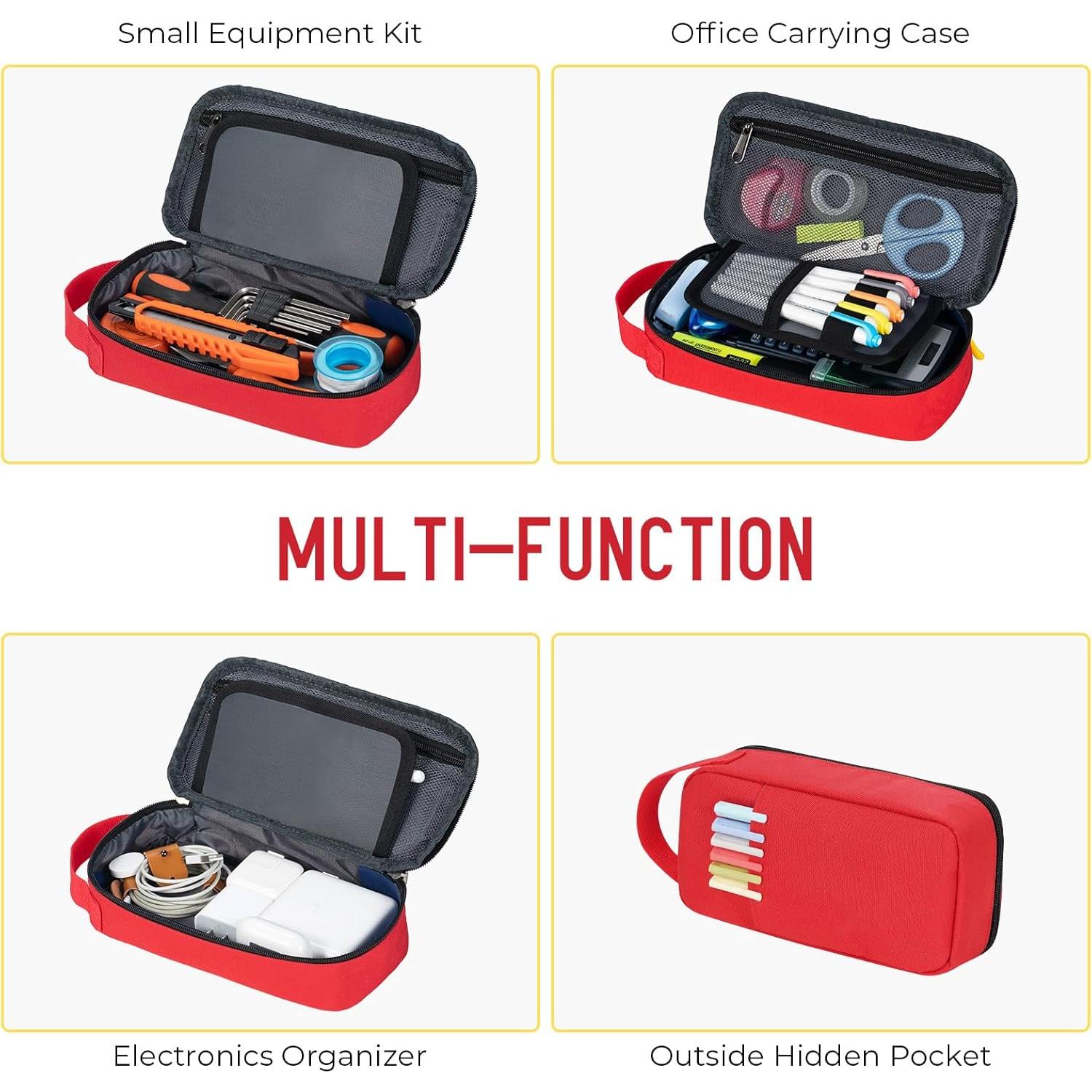 Estuche de Lápices ECHSRT Rojo, Gran Capacidad 24x12x6 cm