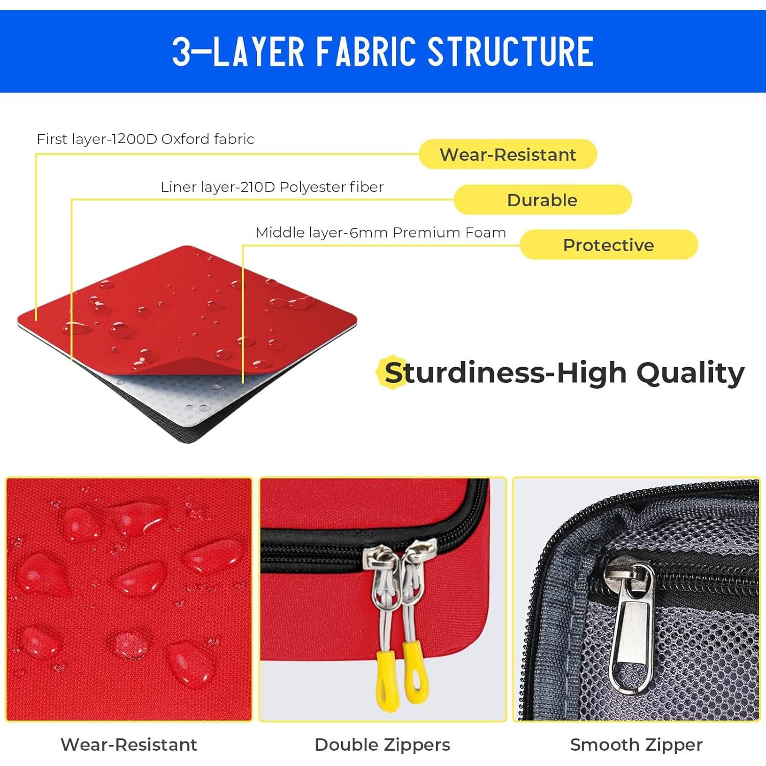 Estuche de Lápices ECHSRT Rojo, Gran Capacidad 24x12x6 cm