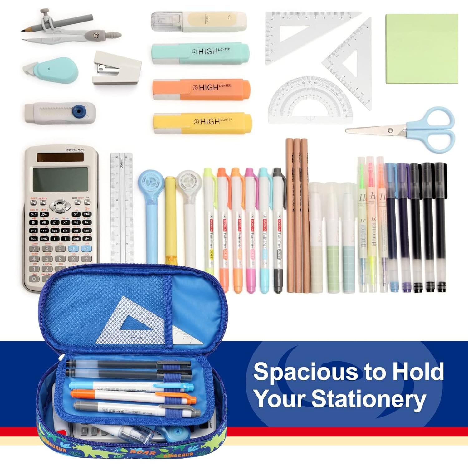 Estuche de Lápices Bagseri Dinosaurio Azul 22.86x10.41cm