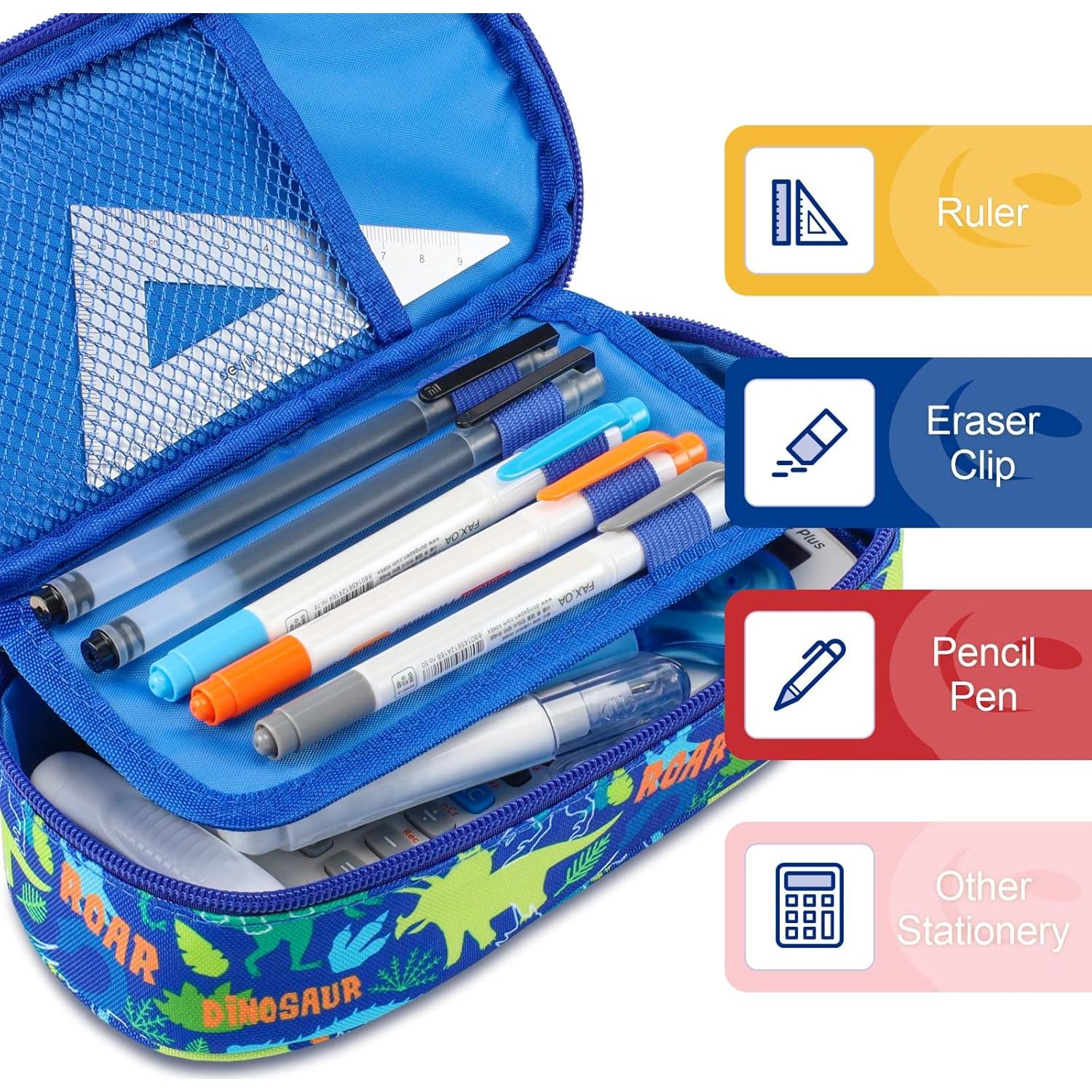 Estuche de Lápices Bagseri Dinosaurio Azul 22.86x10.41cm